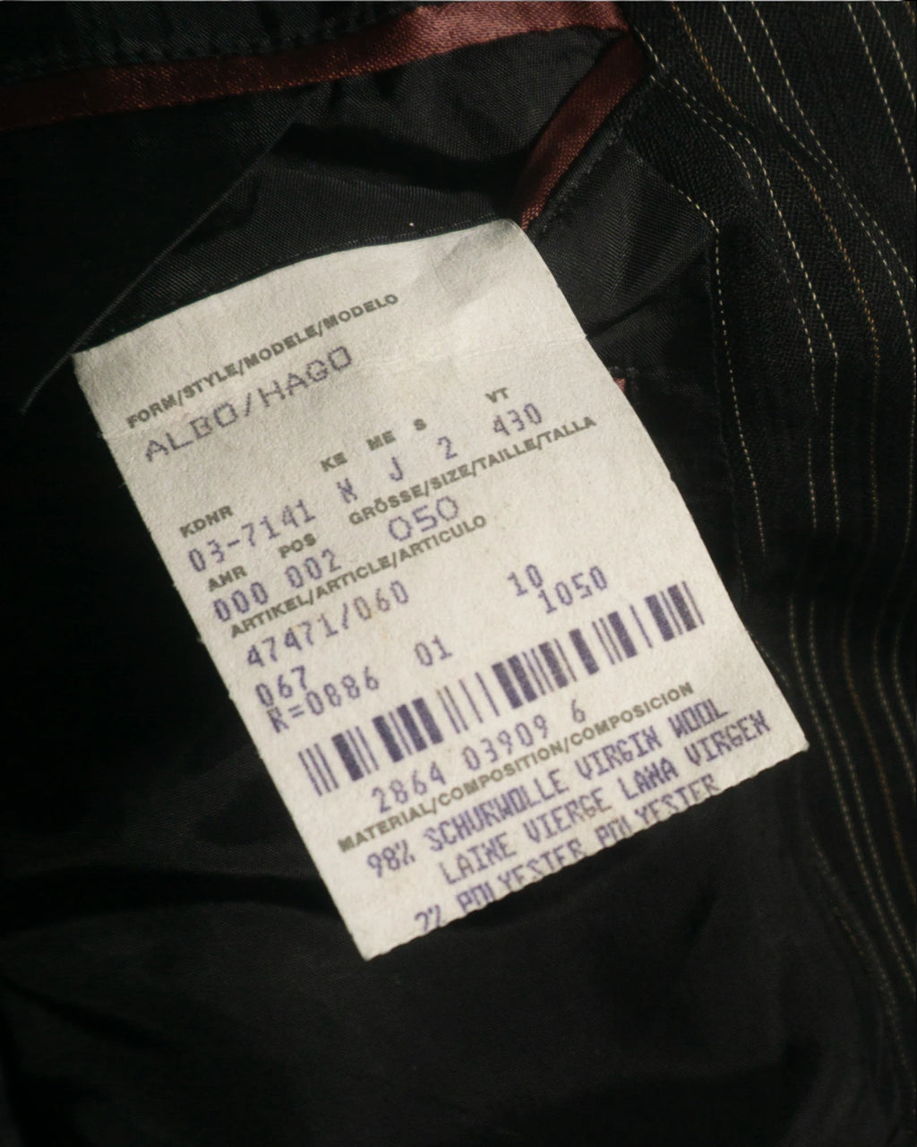 Traje Hugo Boss Raya Diplomática Vintage — Talla L