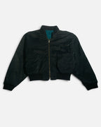 Chaqueta Bomber Crop Negra Vintage 90s — Talla M