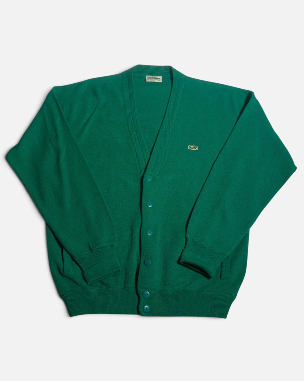 Cárdigan Lacoste Chemise Verde Vintage 90s — Talla L