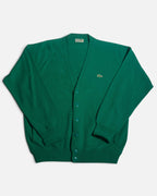 Cárdigan Lacoste Chemise Verde Vintage 90s — Talla L
