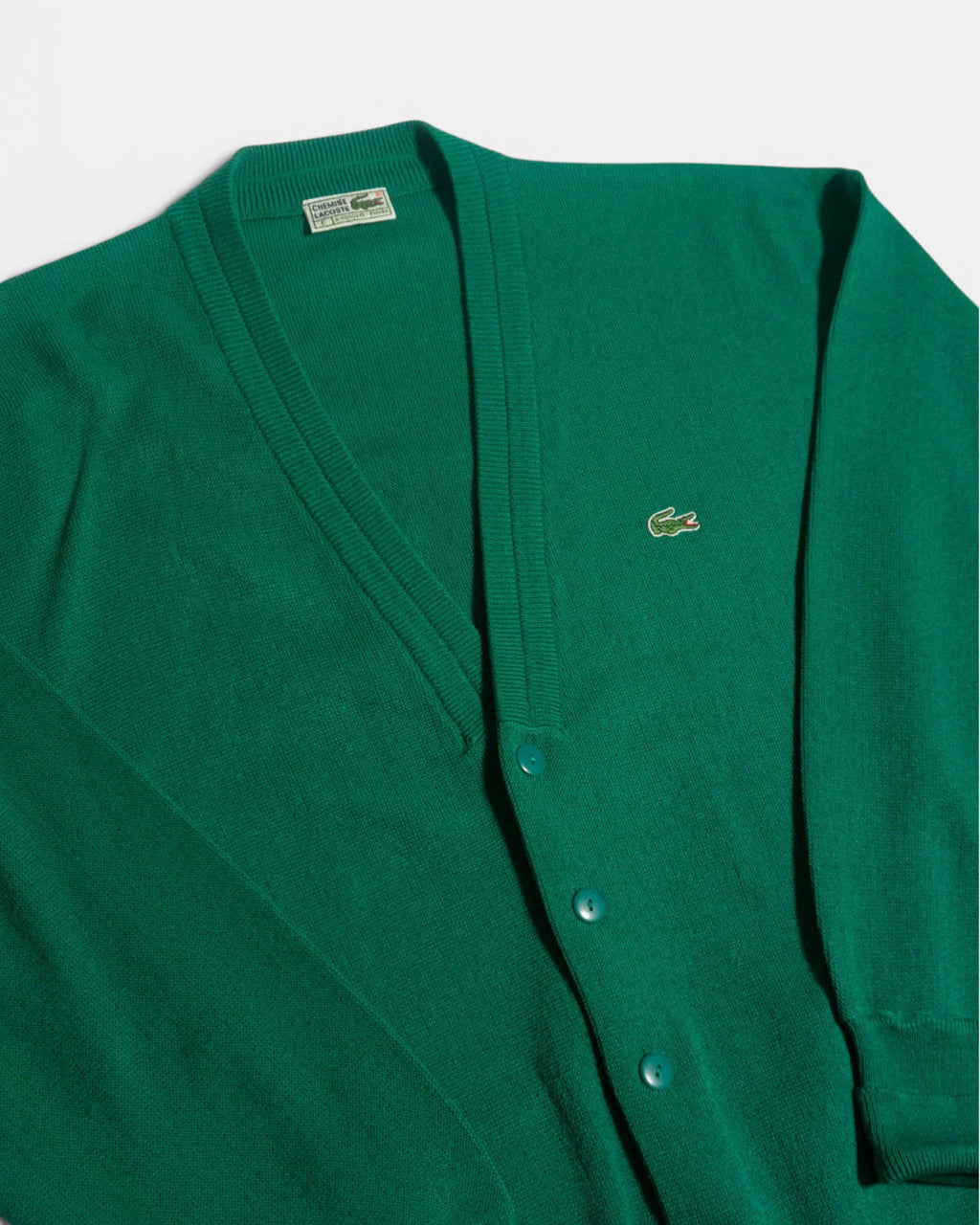 Cárdigan Lacoste Chemise Verde Vintage 90s — Talla L