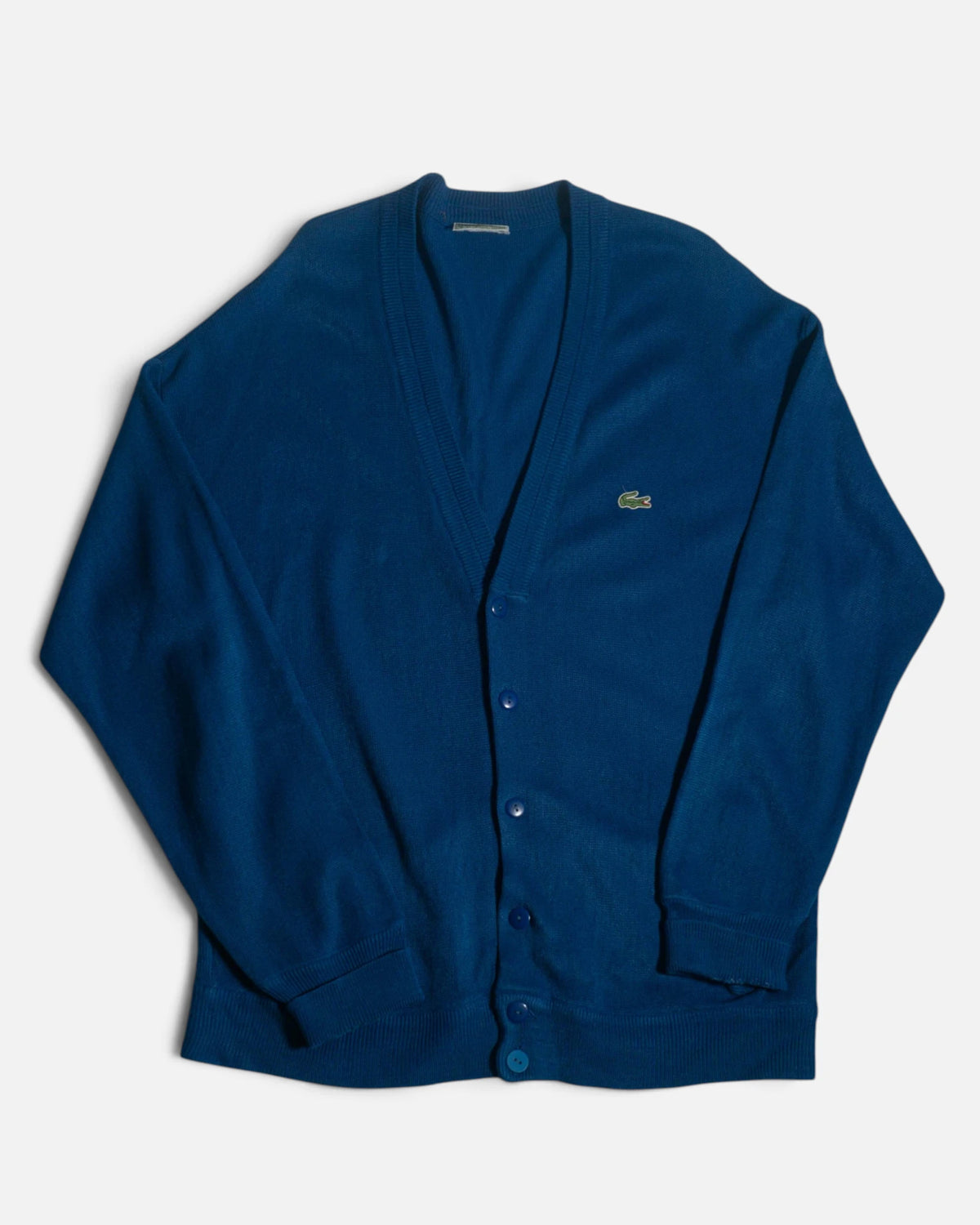 Cárdigan Lacoste morado Vintage 90s — Talla XL