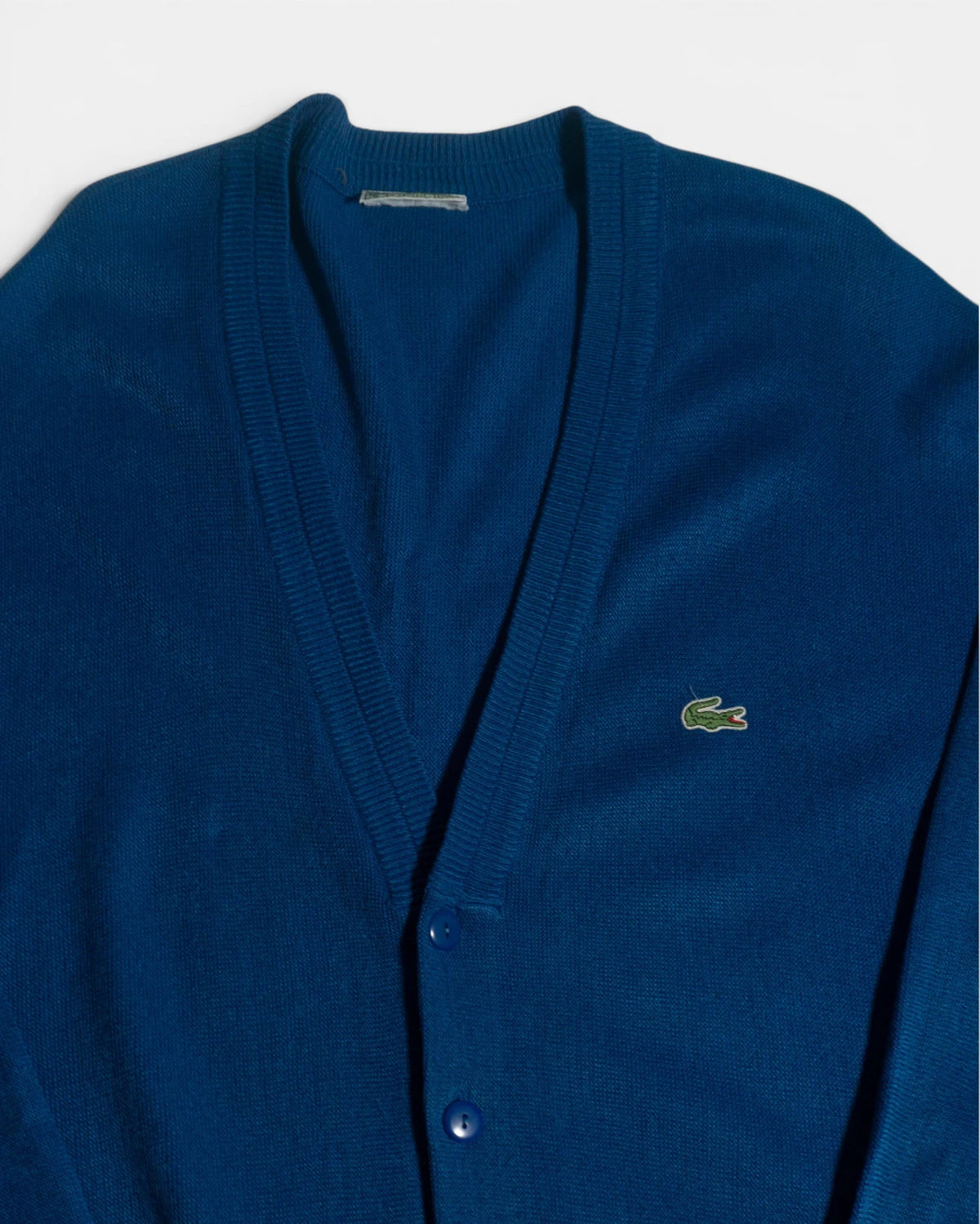 Cárdigan Lacoste morado Vintage 90s — Talla XL