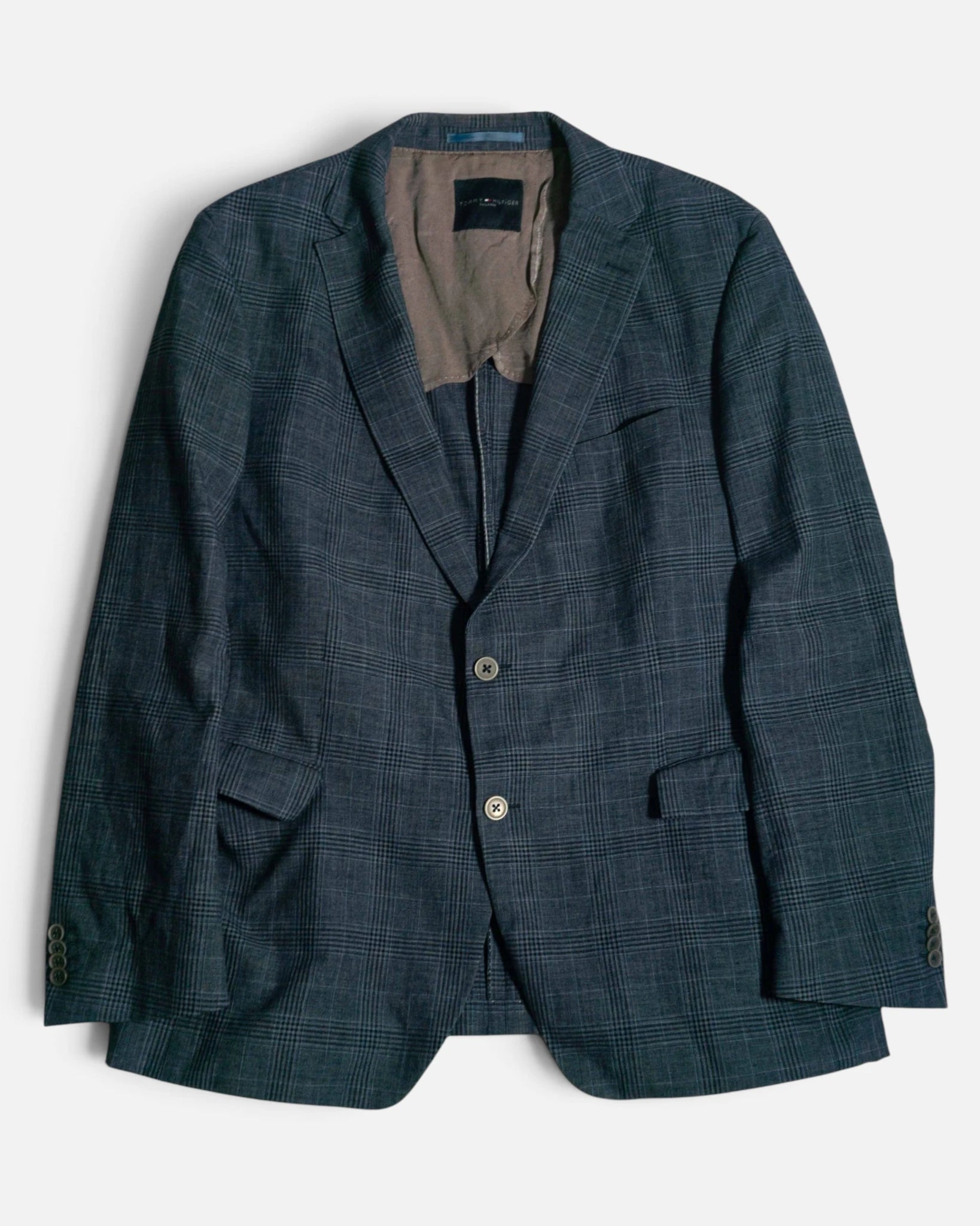 Blazer Tommy Hilfiger a Cuadros Gris Vintage — Talla XL