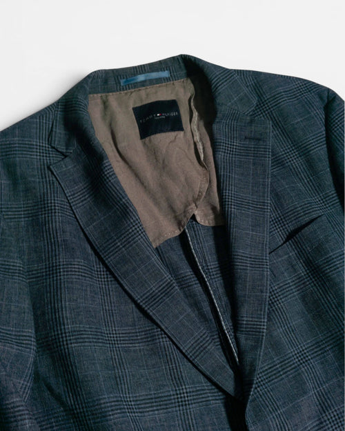 Blazer Tommy Hilfiger a Cuadros Gris Vintage — Talla XL