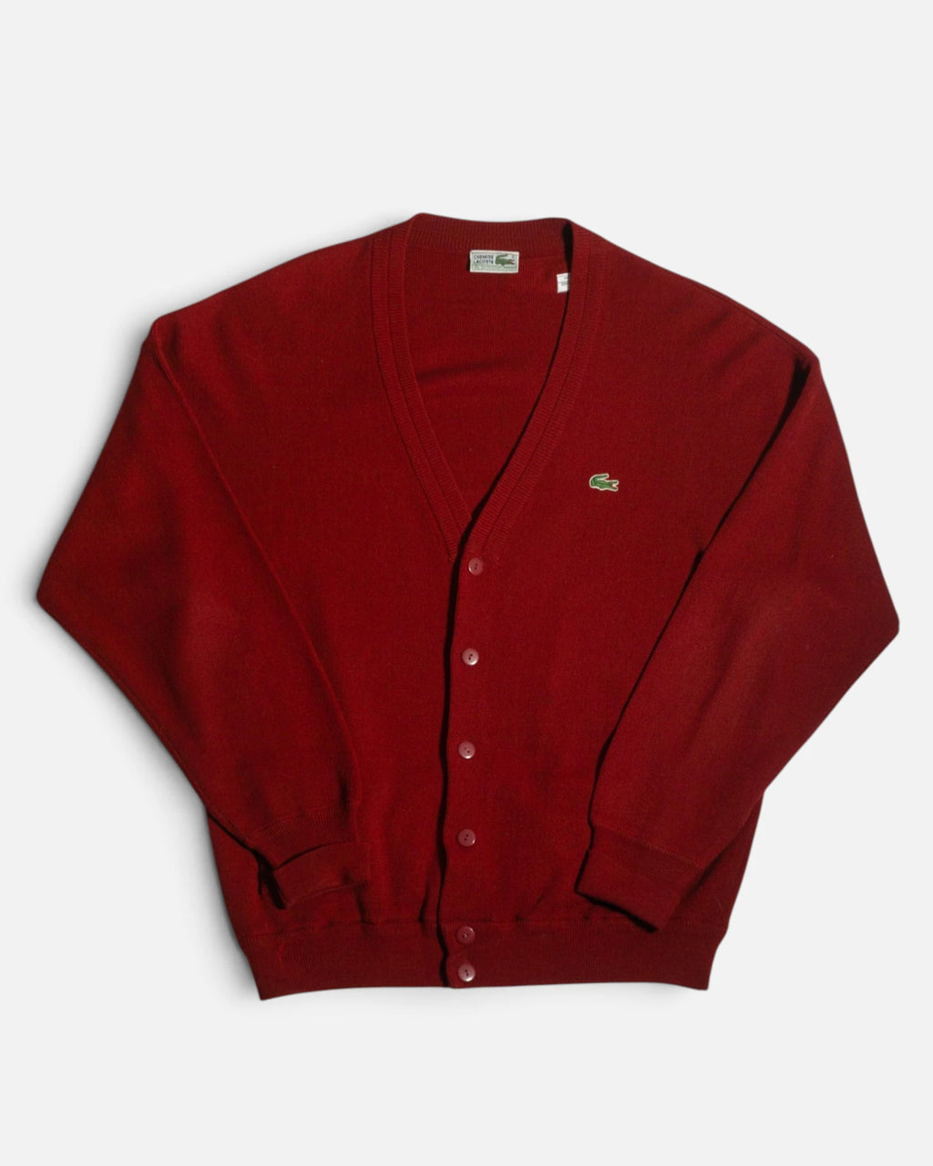 Cárdigan Lacoste Burdeos Vintage 90s — Talla XL