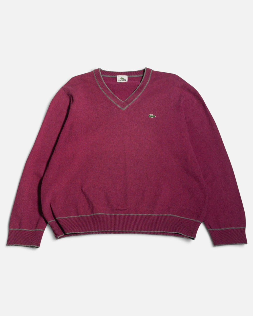 Jersey Lacoste Cuello Pico Vintage 90s Fucsia — Talla S