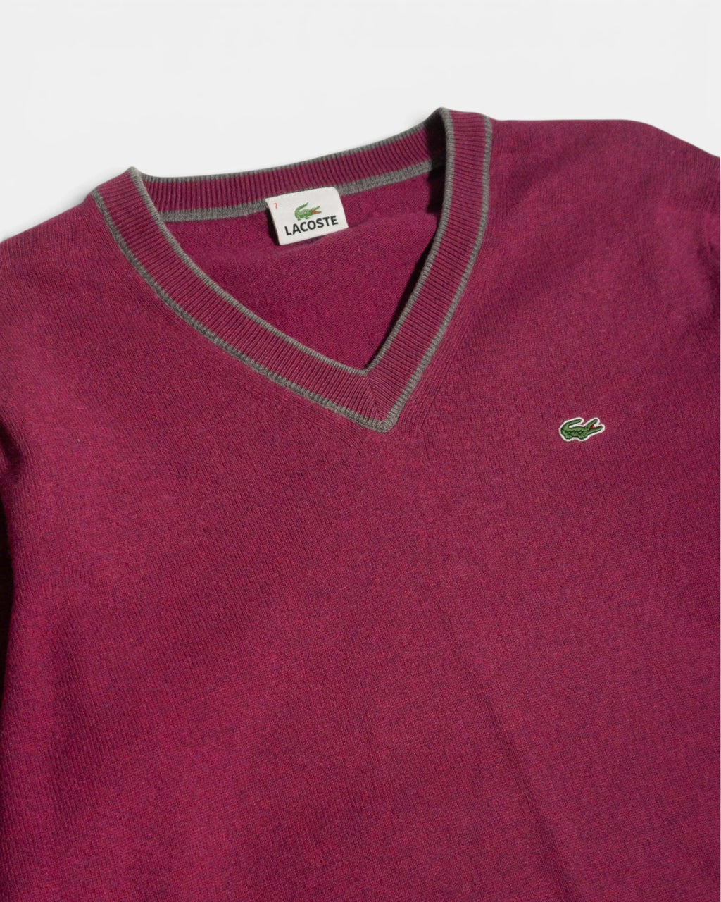 Jersey Lacoste Cuello Pico Vintage 90s Fucsia — Talla S