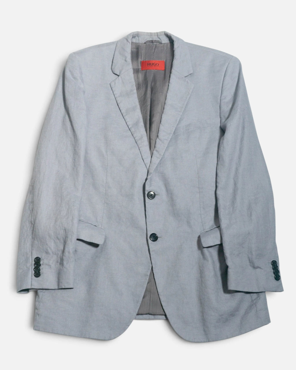 Americana Hugo Boss Lino Celeste Vintage 90s — Talla L