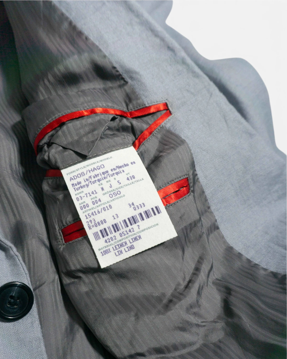 Americana Hugo Boss Lino Celeste Vintage 90s — Talla L