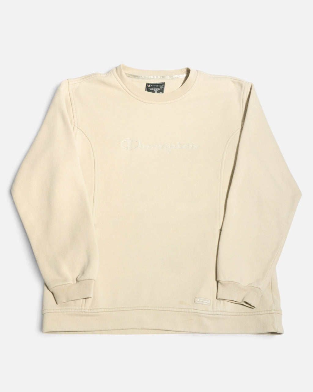 Sudadera Champion Beige Bordado — Talla M