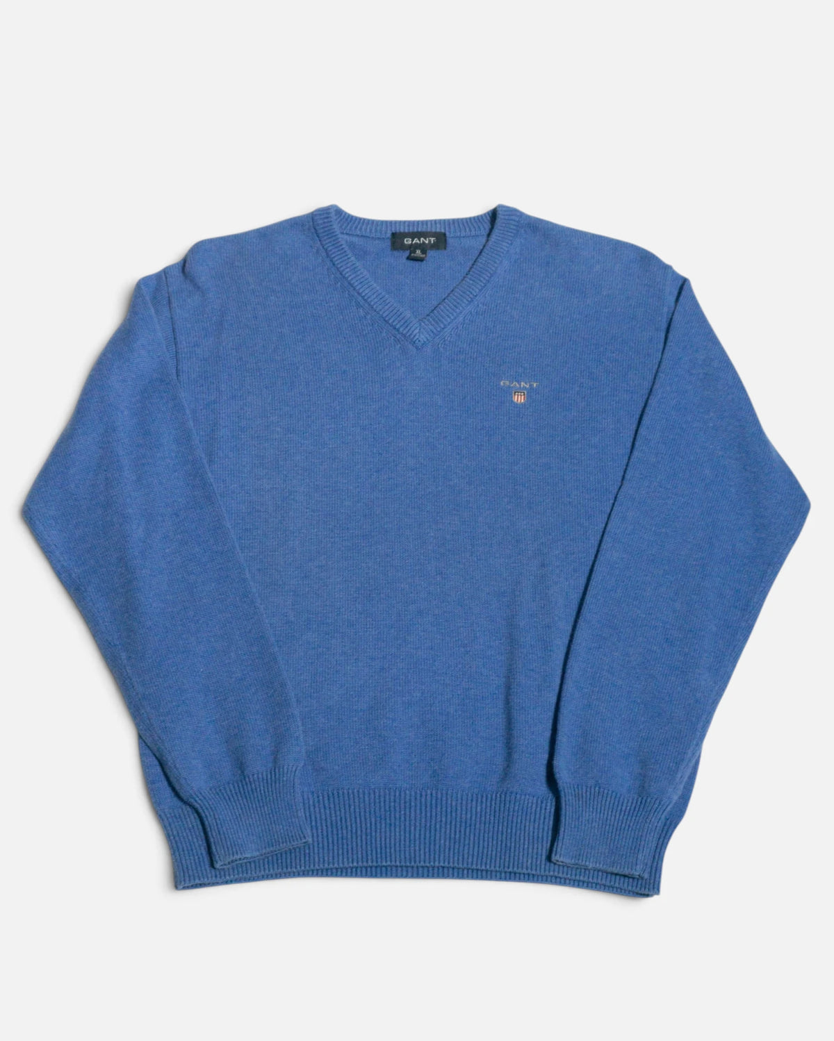 Jersey Gant Vneck Azul Melange Preppy Vintage — Talla XS