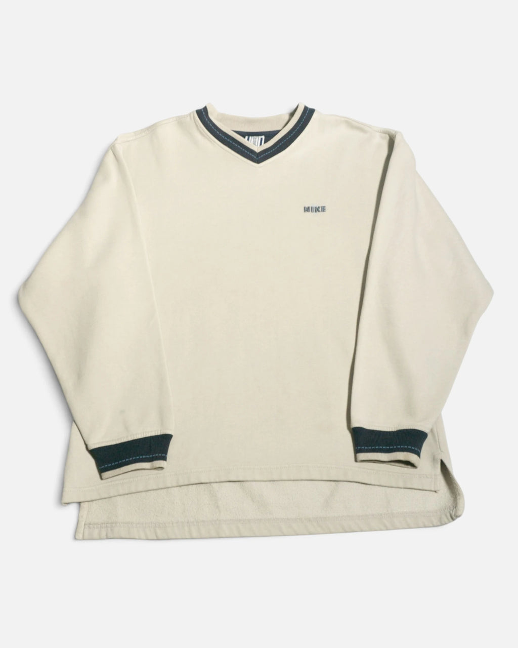 Sudadera Nike Vneck Crema Vintage 90s — Talla S