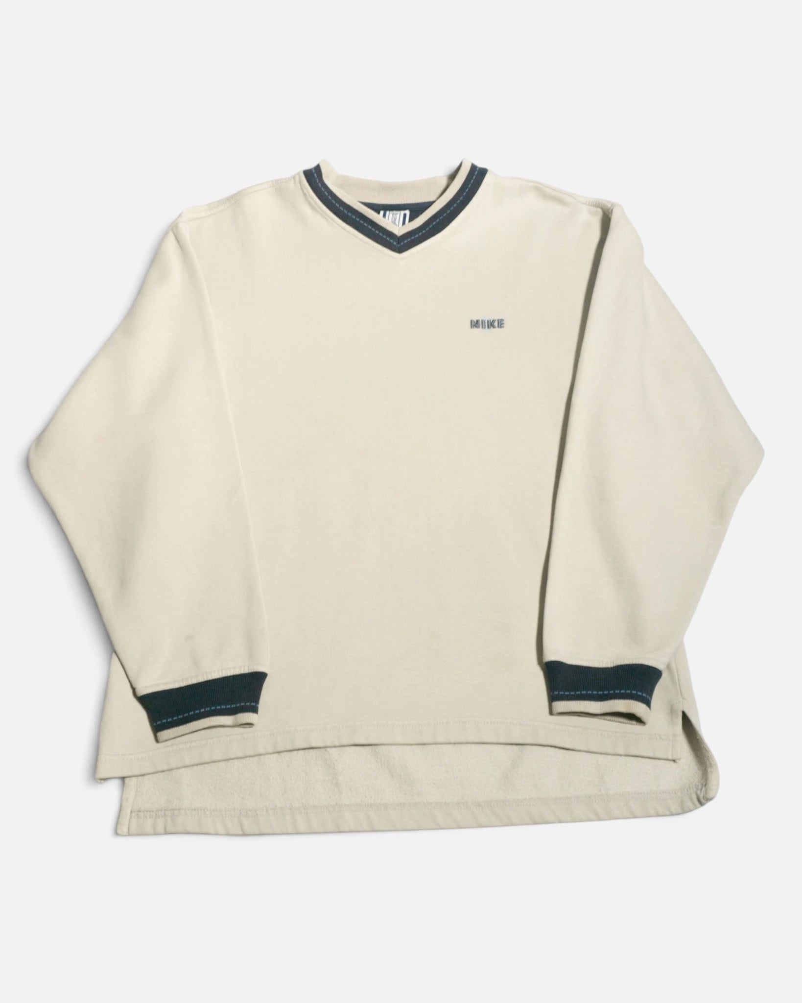 Sudadera Nike Vneck Crema Vintage 90s — Talla S