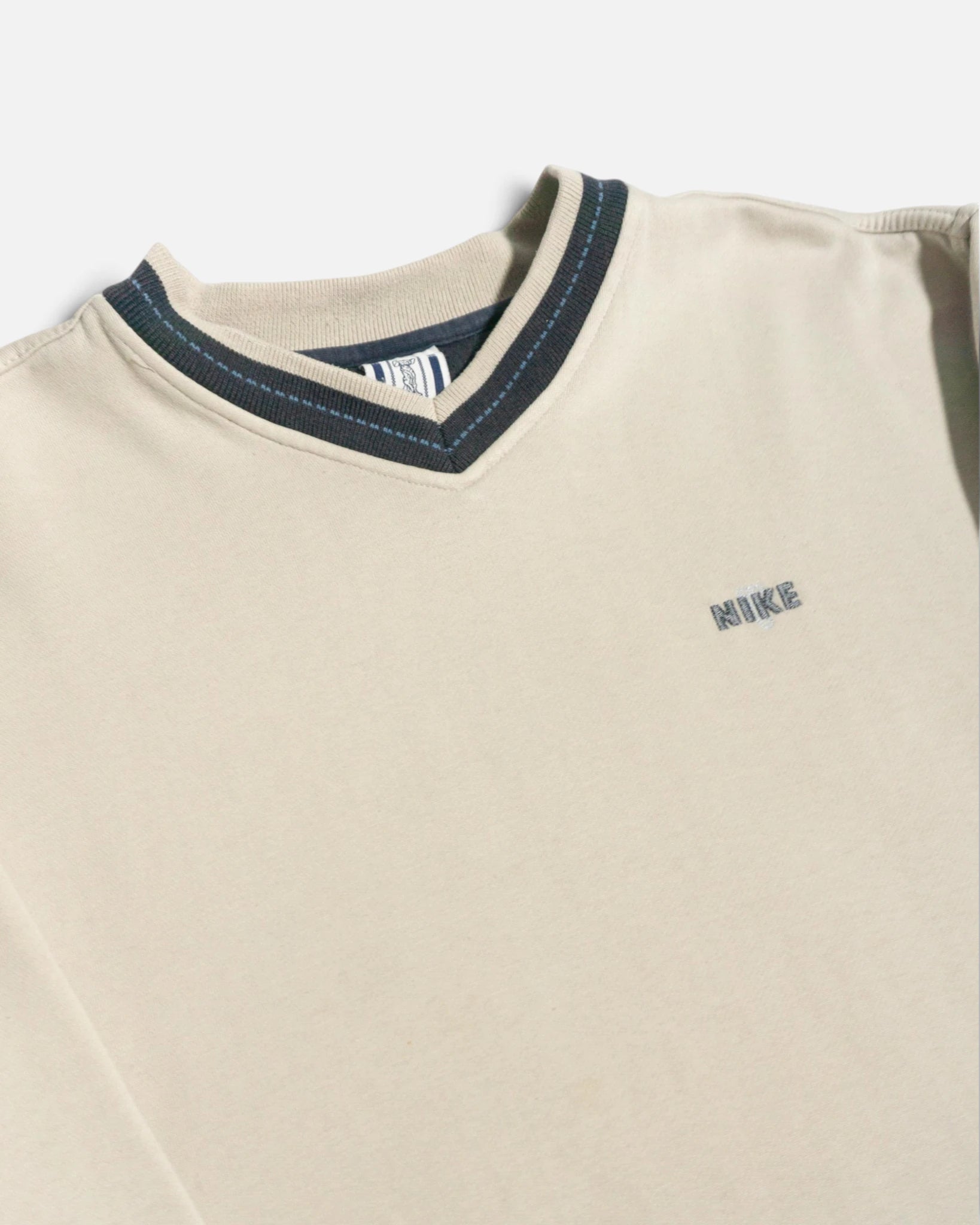 Sudadera Nike Vneck Crema Vintage 90s — Talla S