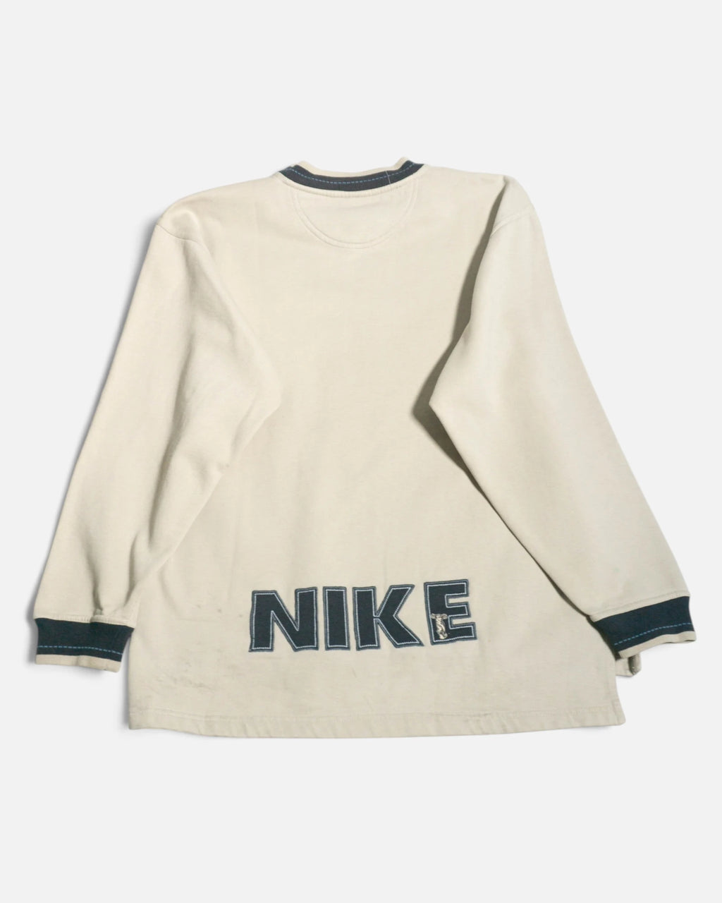 Sudadera Nike Vneck Crema Vintage 90s — Talla S