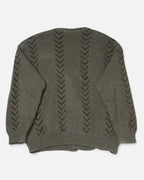 Cárdigan Punto Geométrico Verde Oliva Vintage — Talla M