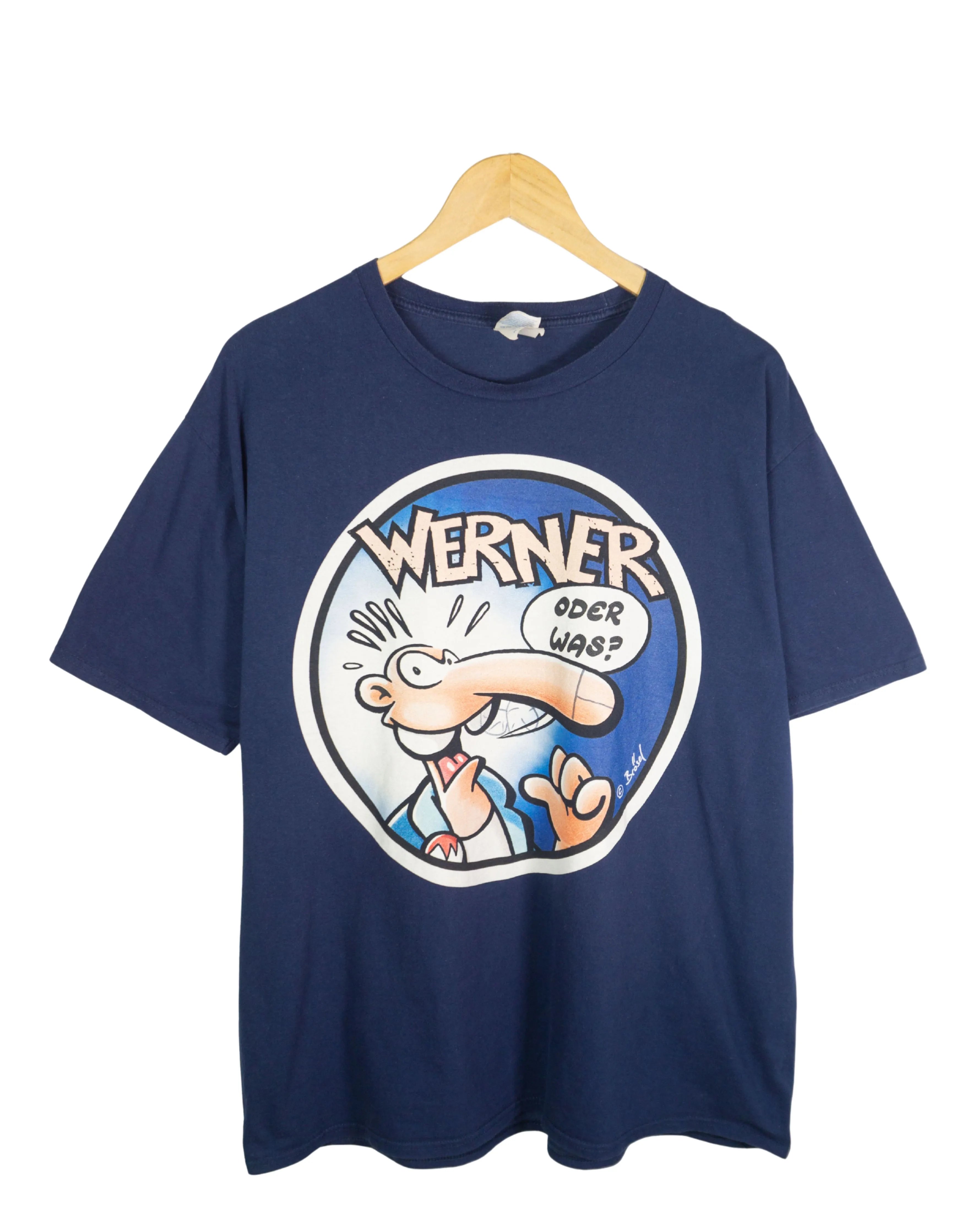 Camiseta Werner Oder Was Comic Azul Vintage 90s — Talla XL