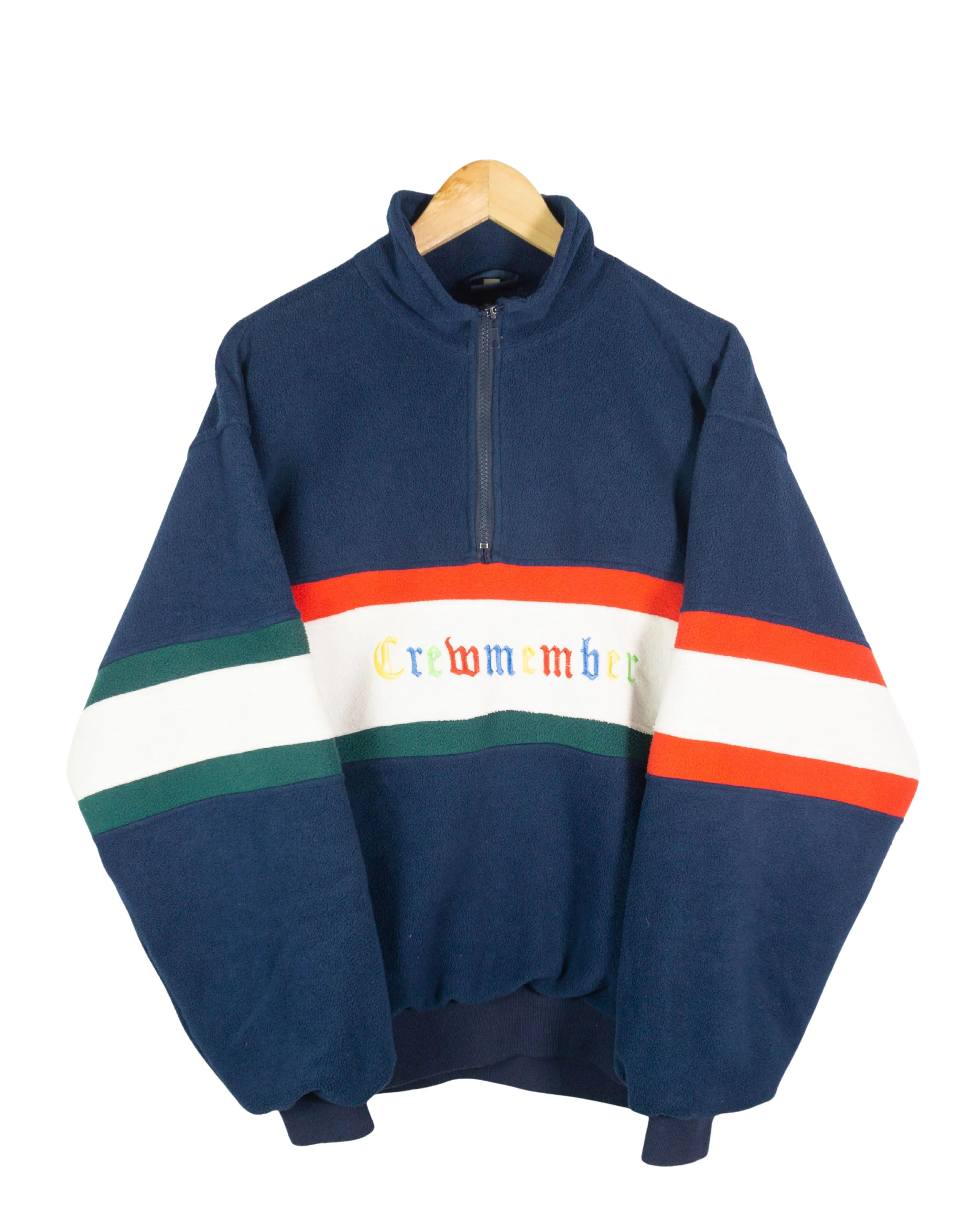 Forro polar bordado vintage 90s azul marino XL