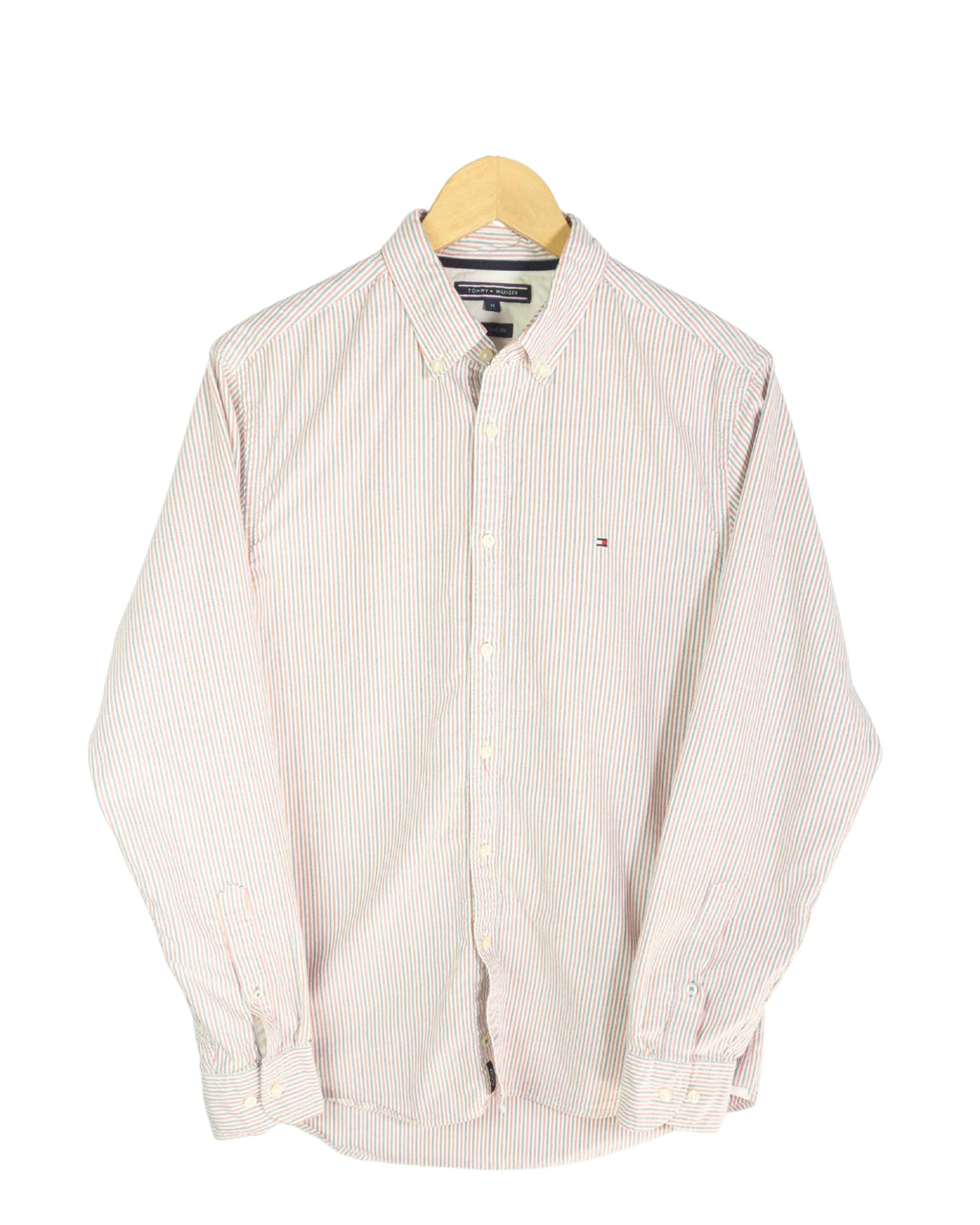 Camisa Tommy Hilfiger Rayas Rojo Azul — Talla M