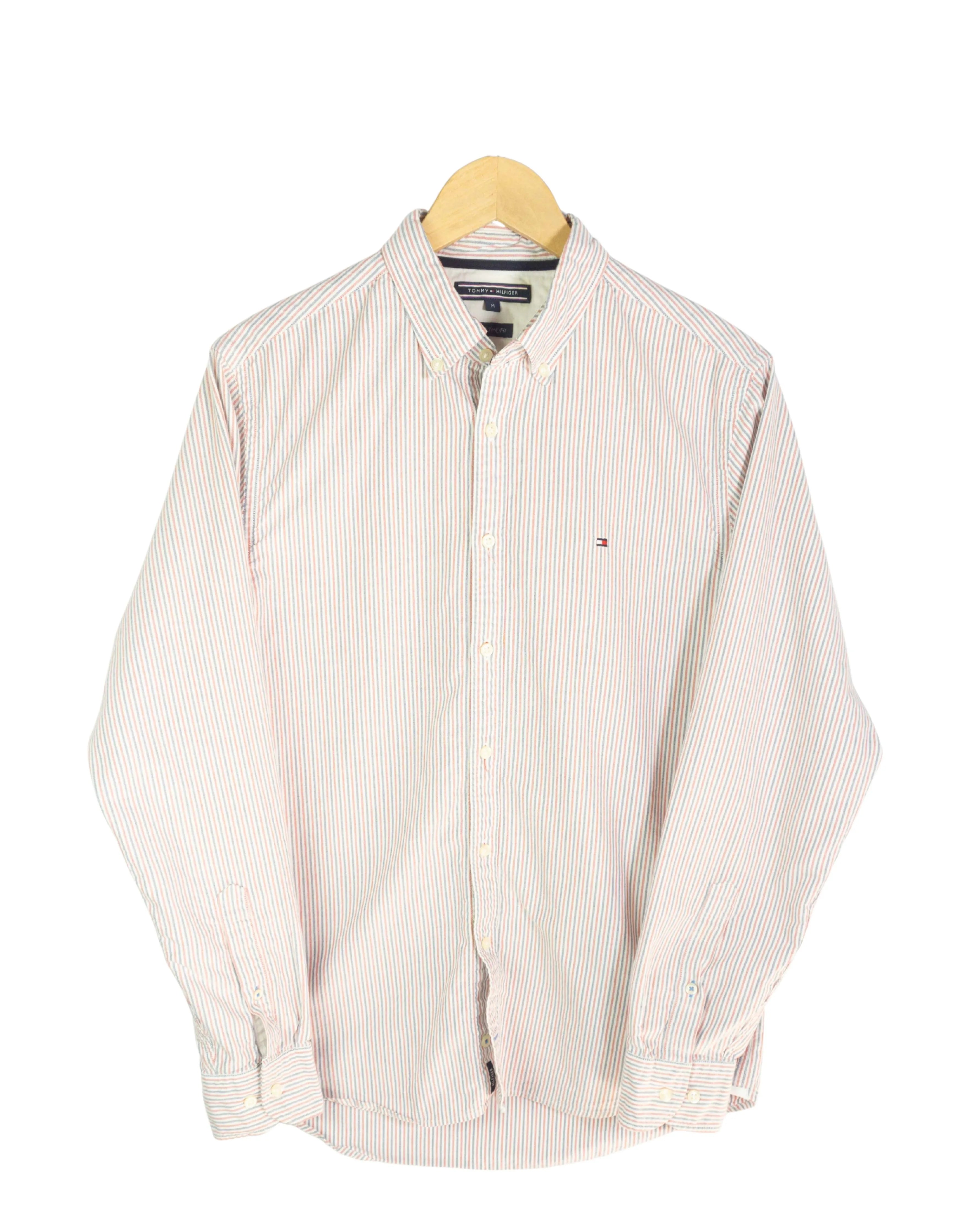 Camisa Tommy Hilfiger Rayas Rojo Azul — Talla M