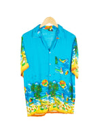 Camisa Hawaiana Tropical Azul Vintage 90s — Talla XL
