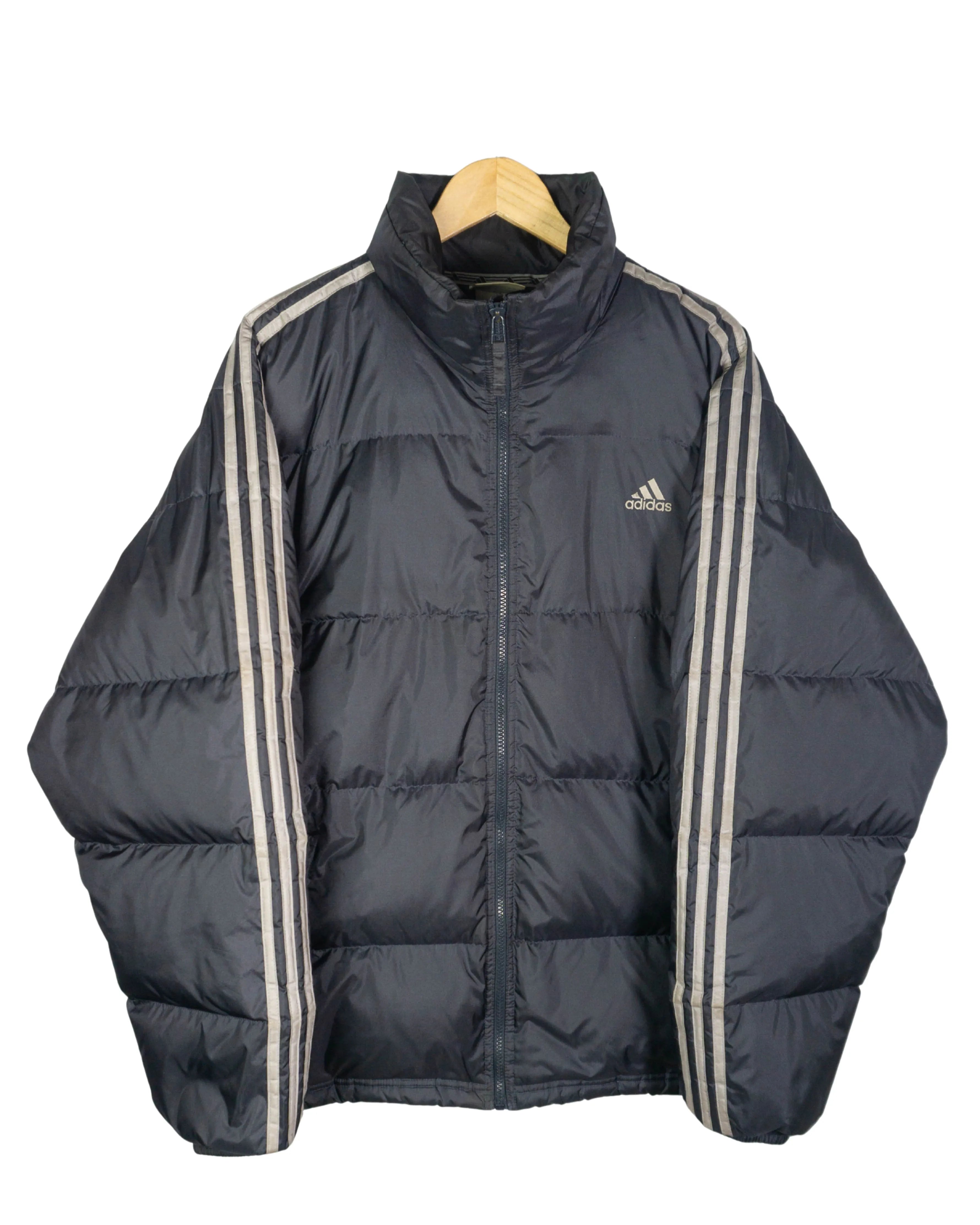 Abrigo de plumas Adidas vintage 00s azul marino L