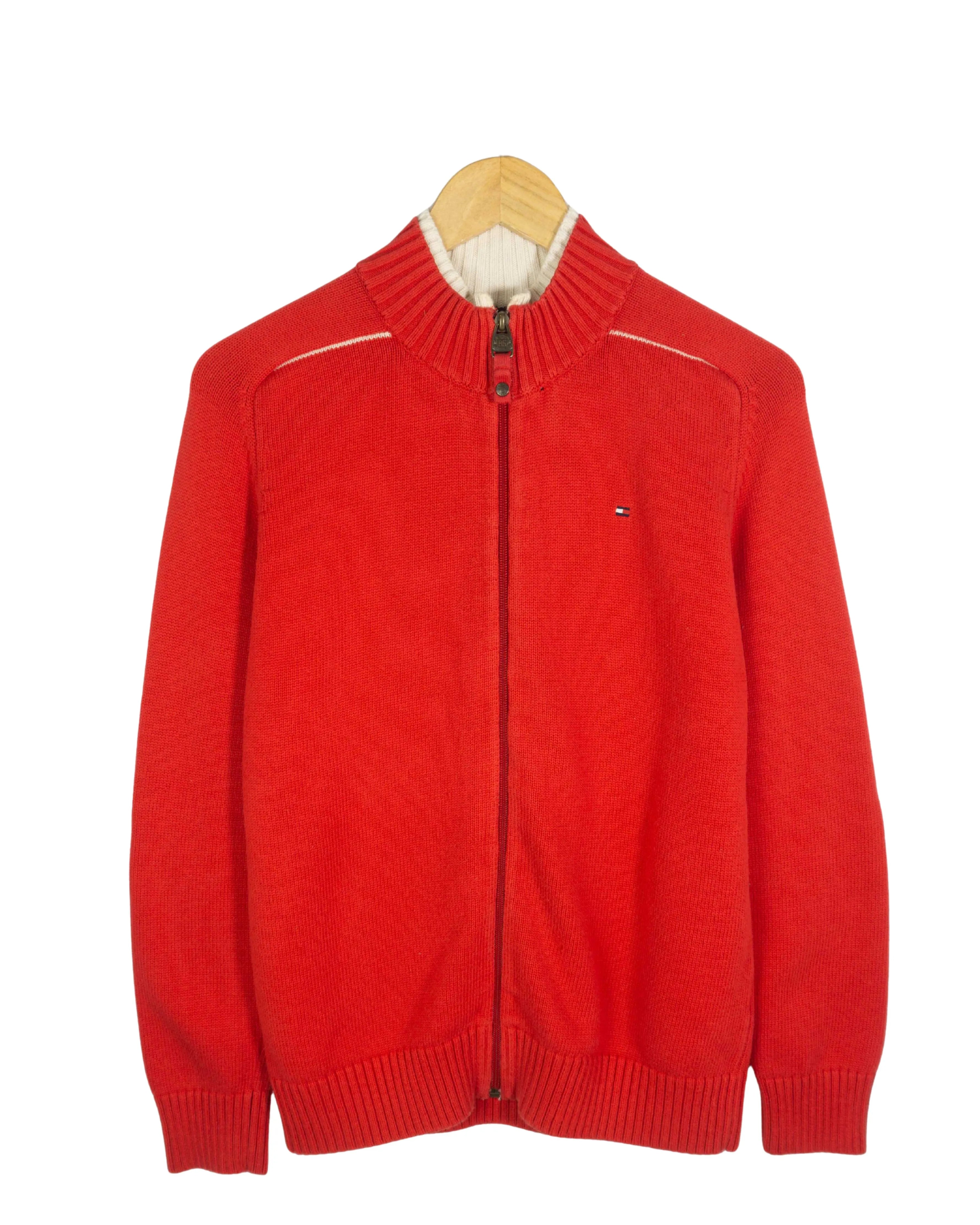 Jersey Tommy Hilfiger Cremallera Rojo Vintage 00s — Talla S