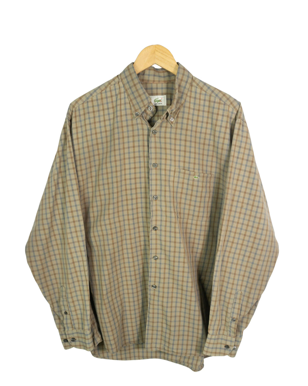Camisa Lacoste Cuadros Beige Vintage 00s — Talla XL