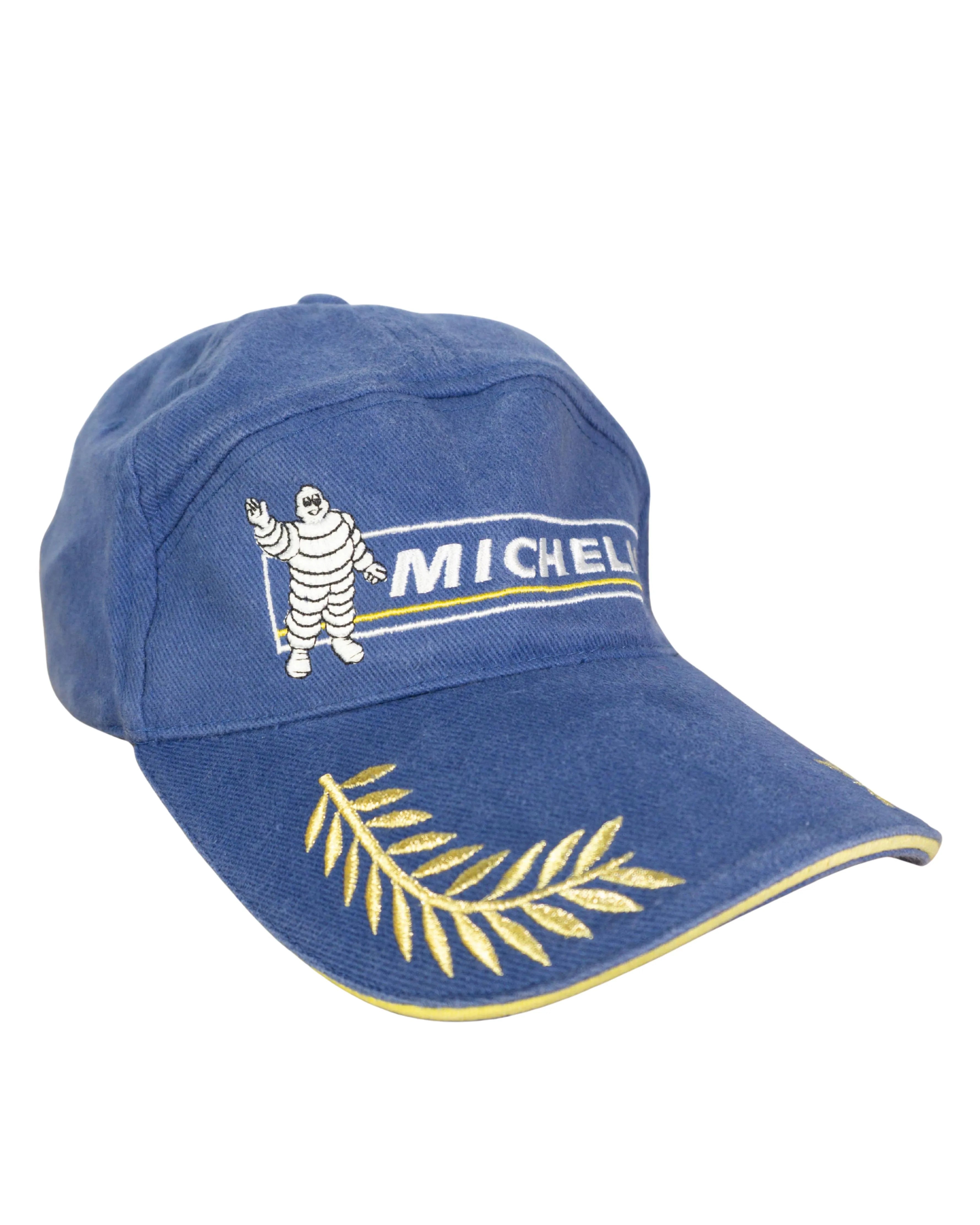 Gorra Michelin Azul Bordada con Laureles Vintage 90s — Talla M