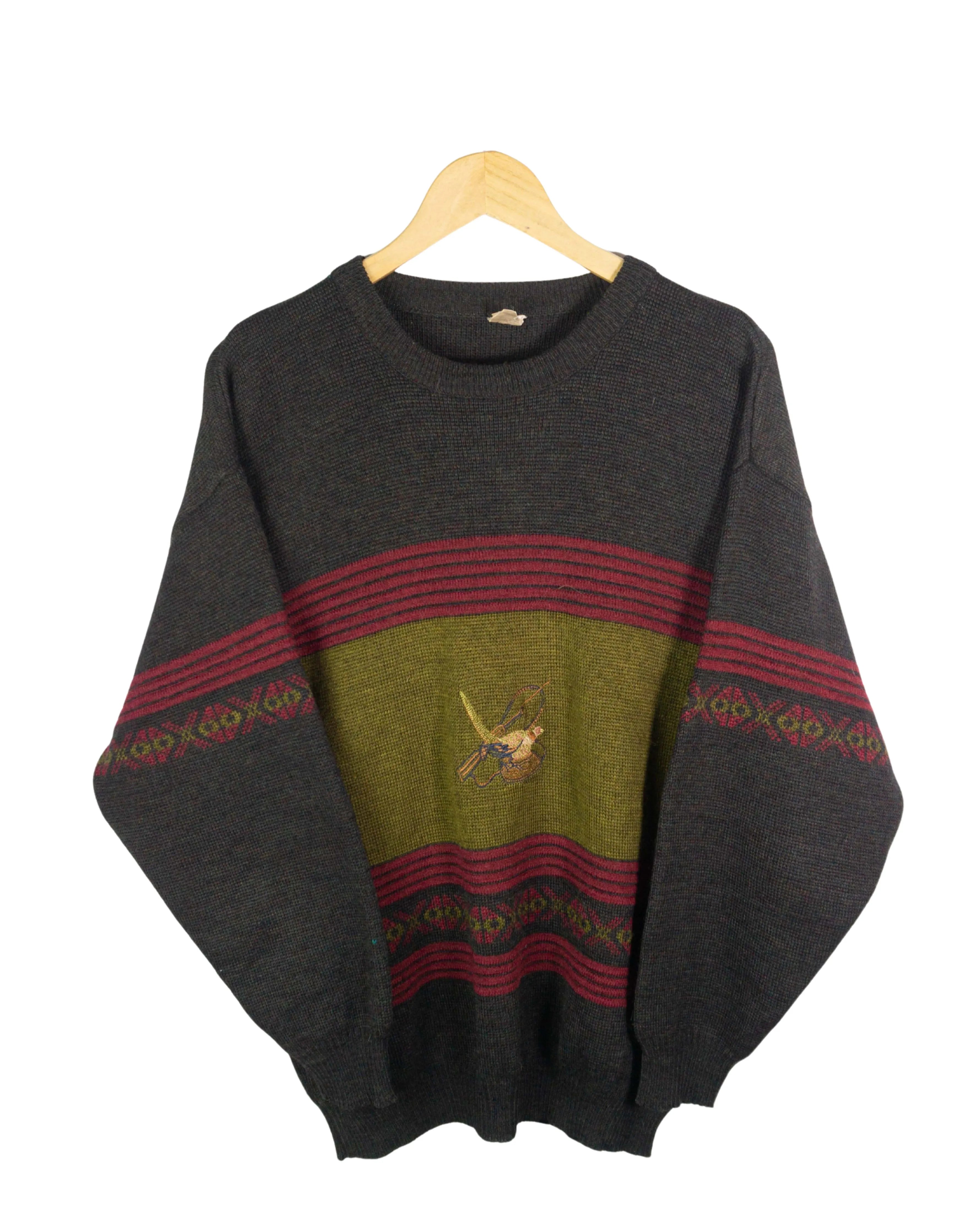 Jersey bordado vintage 90s verde L