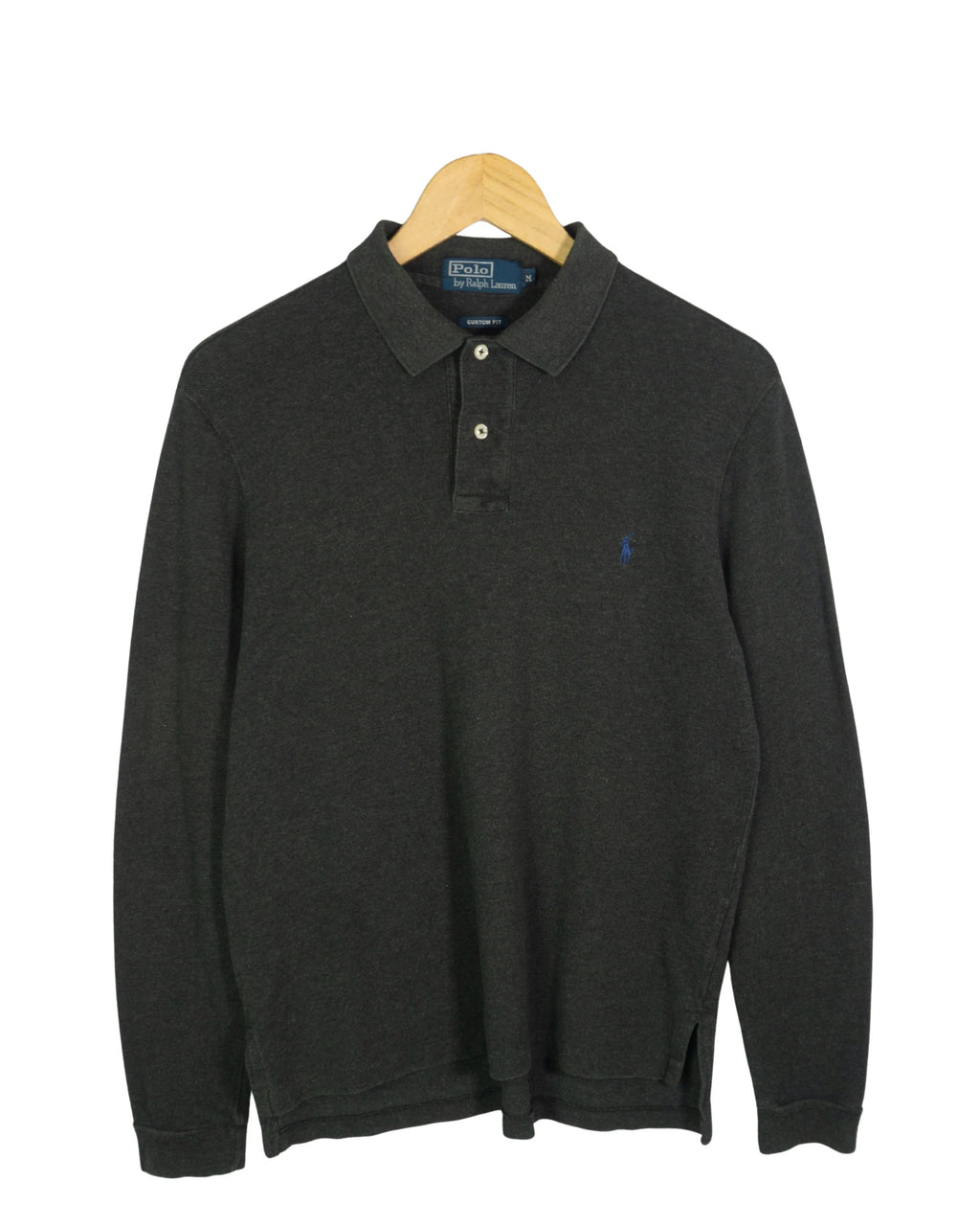 Polo Ralph Lauren Manga Larga Gris Oscuro — Talla S