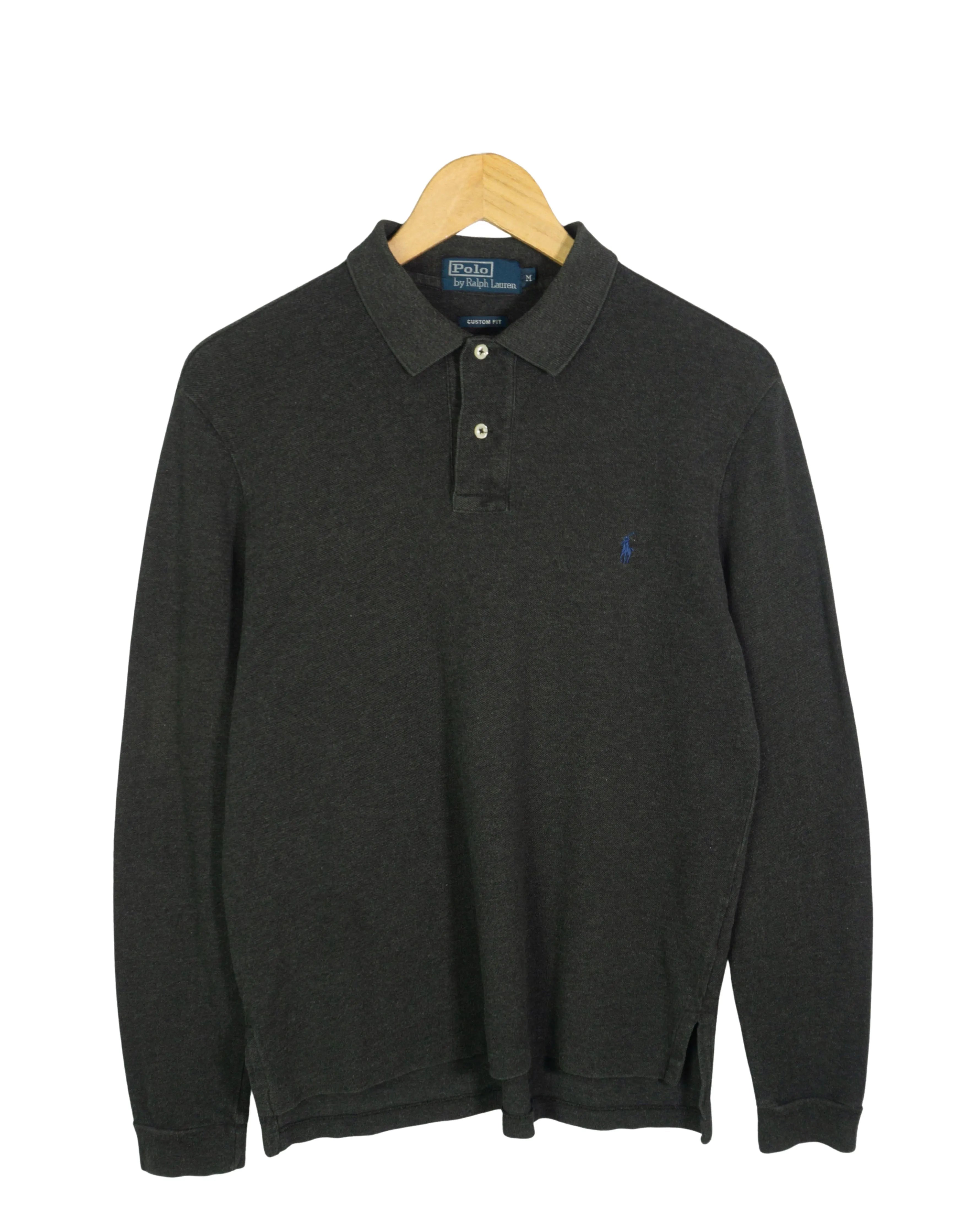 Polo Ralph Lauren Manga Larga Gris Oscuro — Talla S