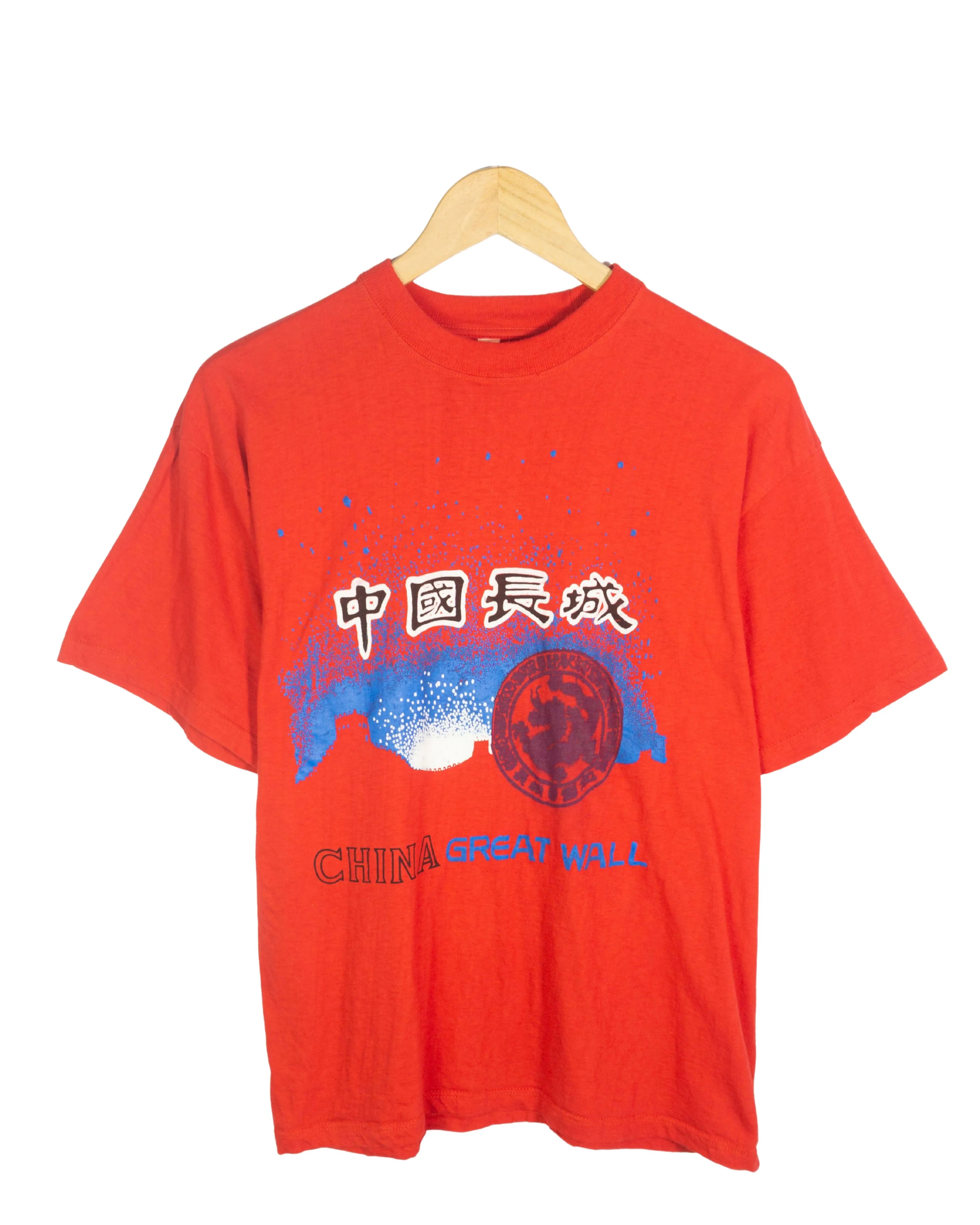 Camiseta China Great Wall Roja Vintage 90s — Talla S