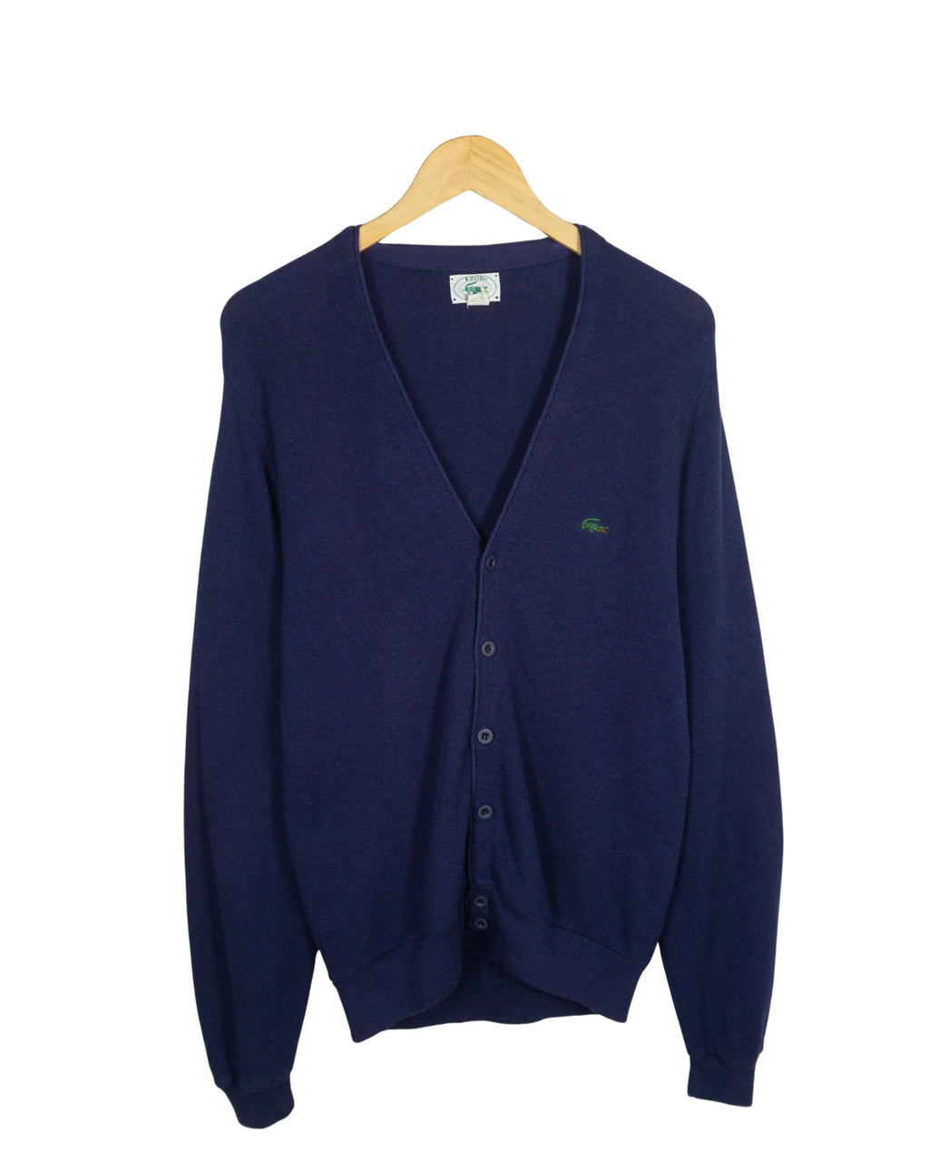 Cárdigan Izod Lacoste Azul Marino Vintage 80s — Talla M