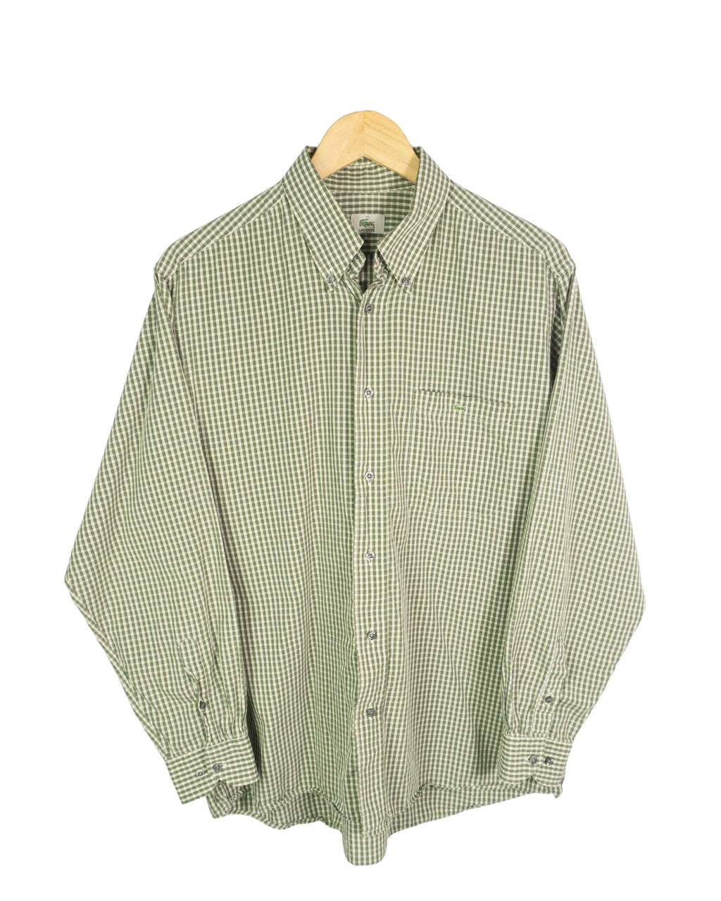 Camisa Lacoste Vichy Verde Vintage 00s — Talla L