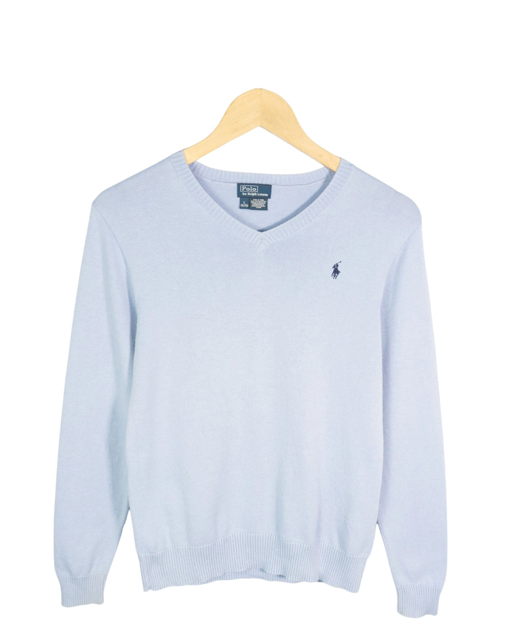 Jersey Ralph Lauren Cuello V Azul Celeste Mujer — Talla S
