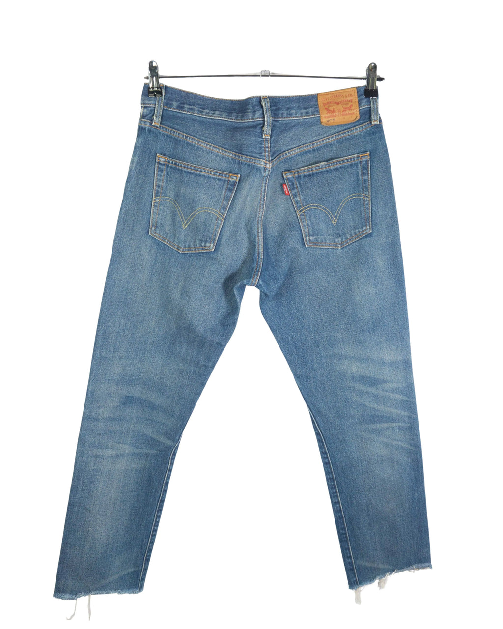 Vaqueros Levis 501 CT Azul Cropped Mujer — Talla W27