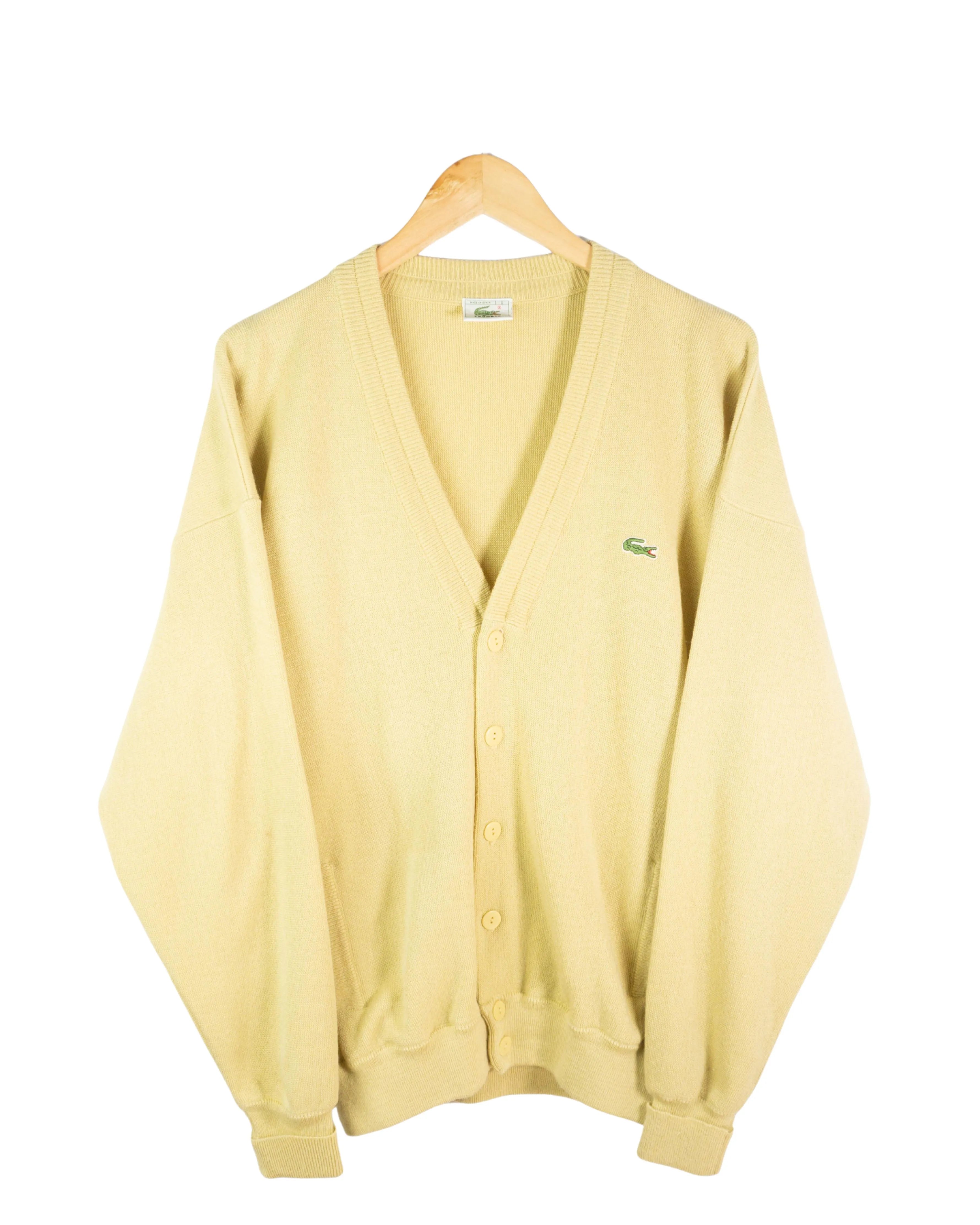 Cárdigan Lacoste vintage 90s amarillo XL