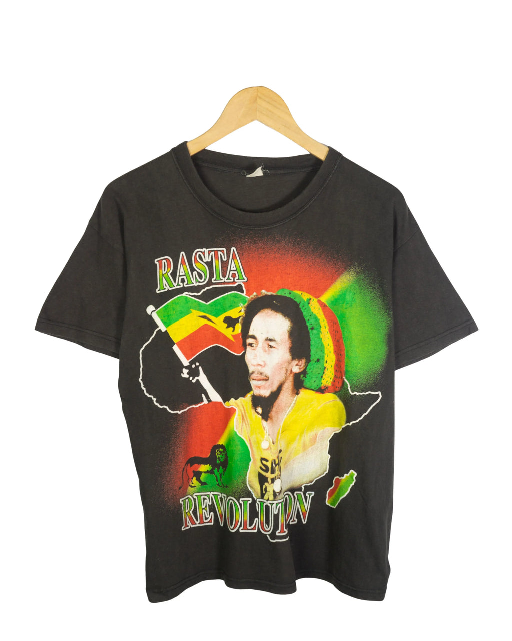 Camiseta Bob Marley Rasta Revolution Negra Vintage 00s — M