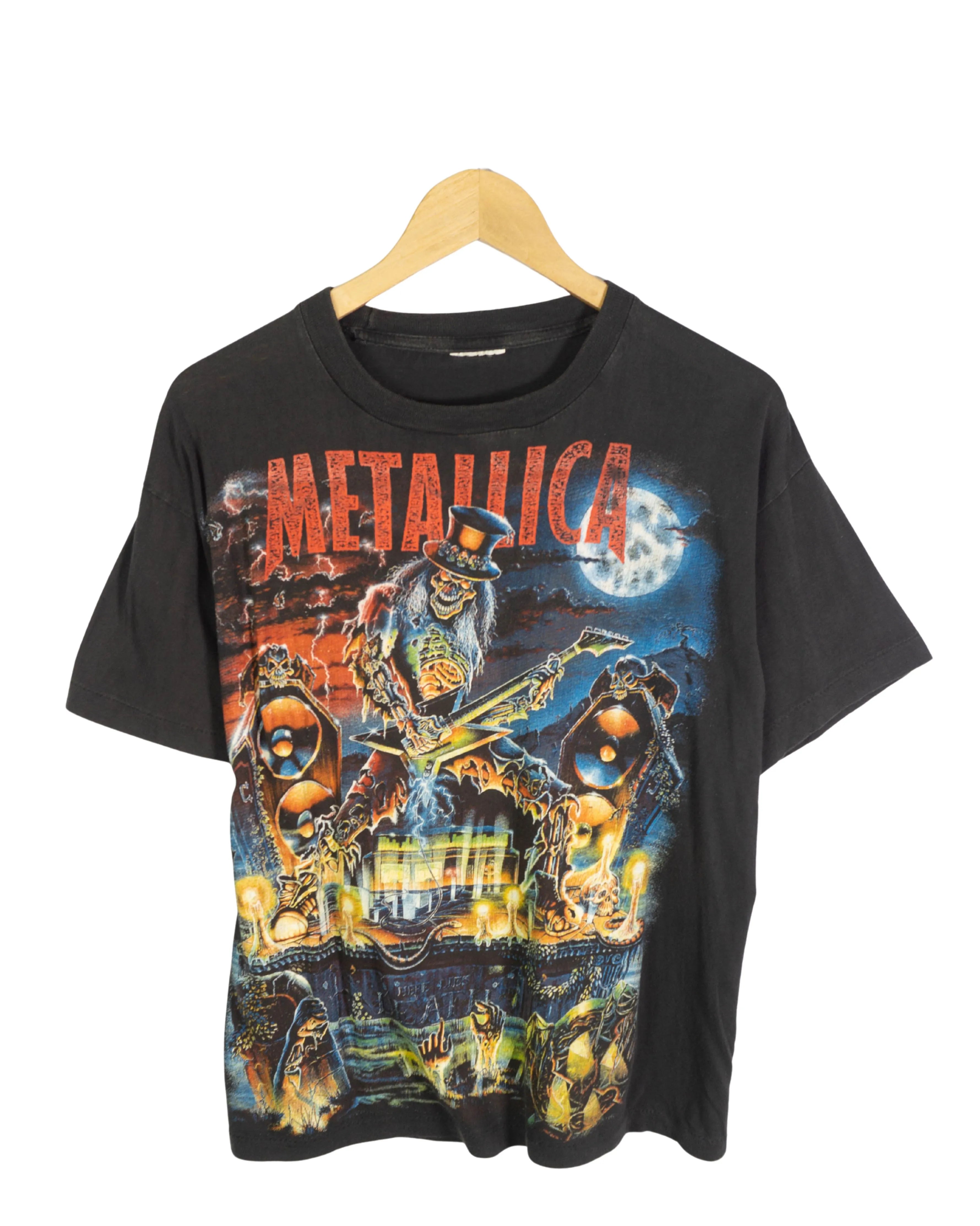 Camiseta Metallica Calavera Negro Vintage 90s — Talla M
