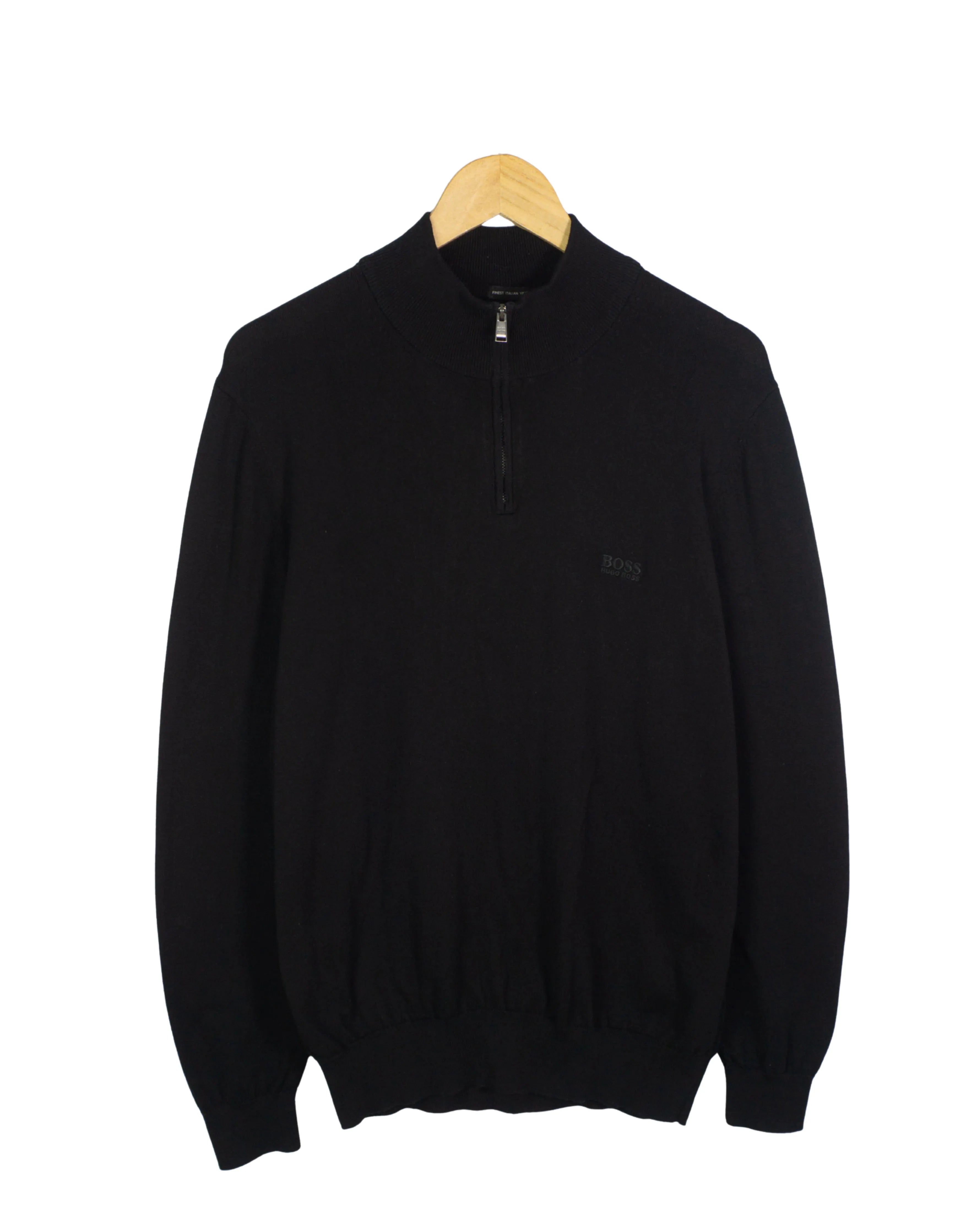 Jersey Hugo Boss Media Cremallera Negro — Talla XL