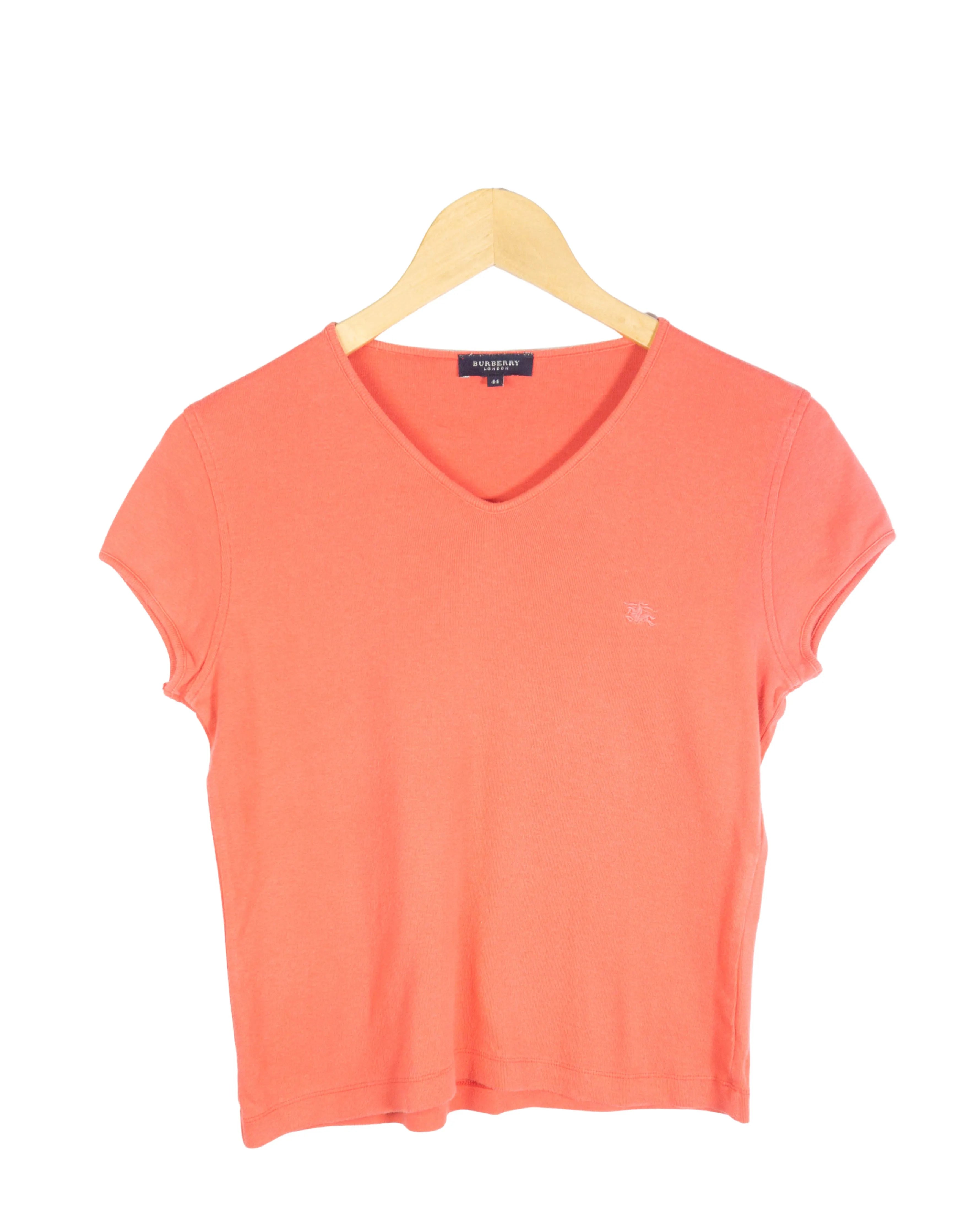 Camiseta Burberry London Coral Cuello Pico Mujer — Talla 44
