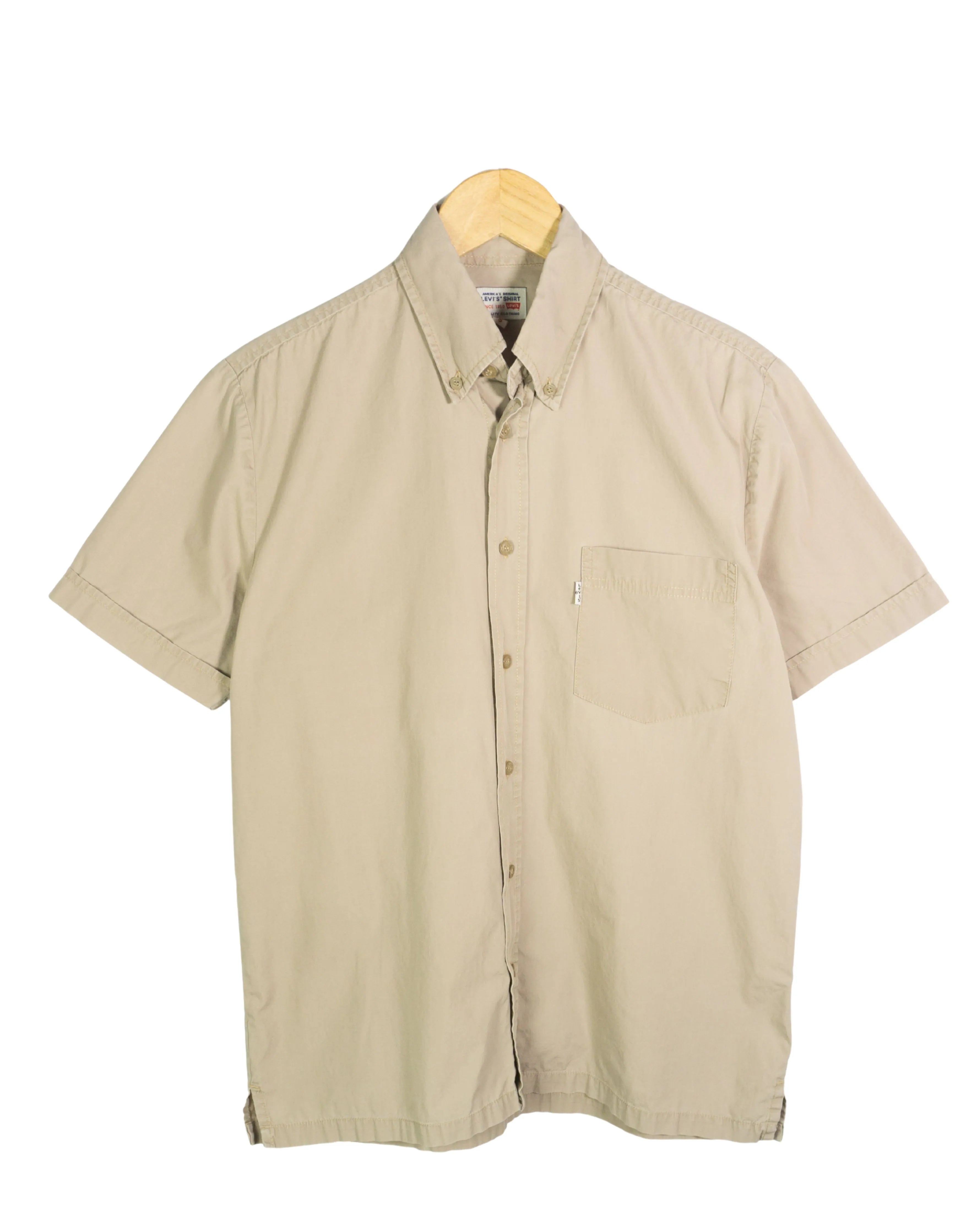 Camisa Levi's Manga Corta Beige Vintage 00s — Talla S