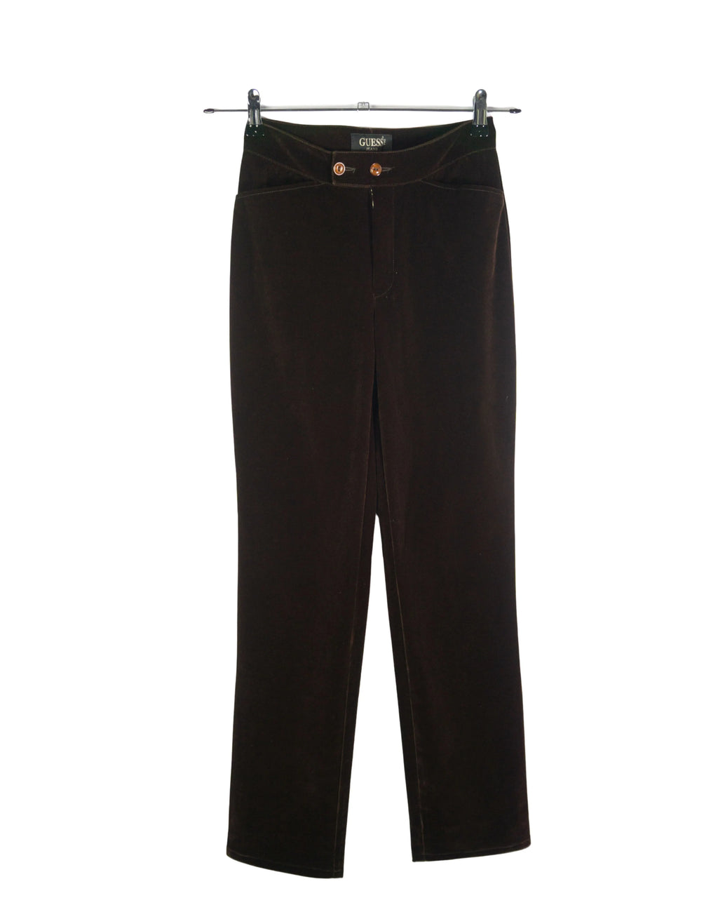 Pantalón Guess Jeans Terciopelo Marrón 90s Mujer — Talla W26