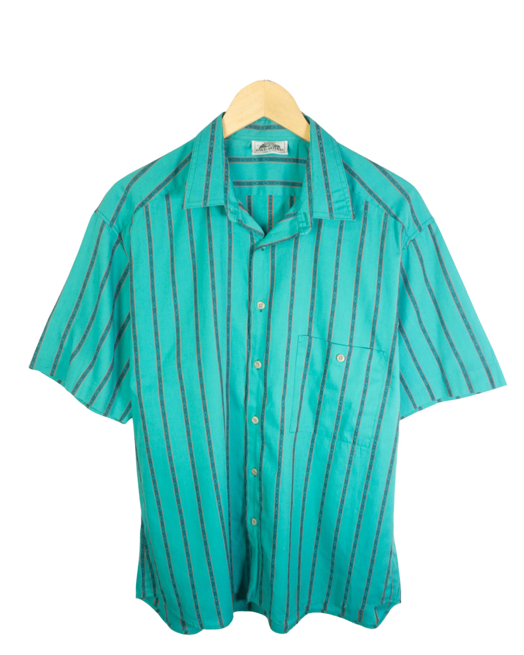 Camisa Dario Beltrán Rayas Turquesa Vintage 90s — Talla L