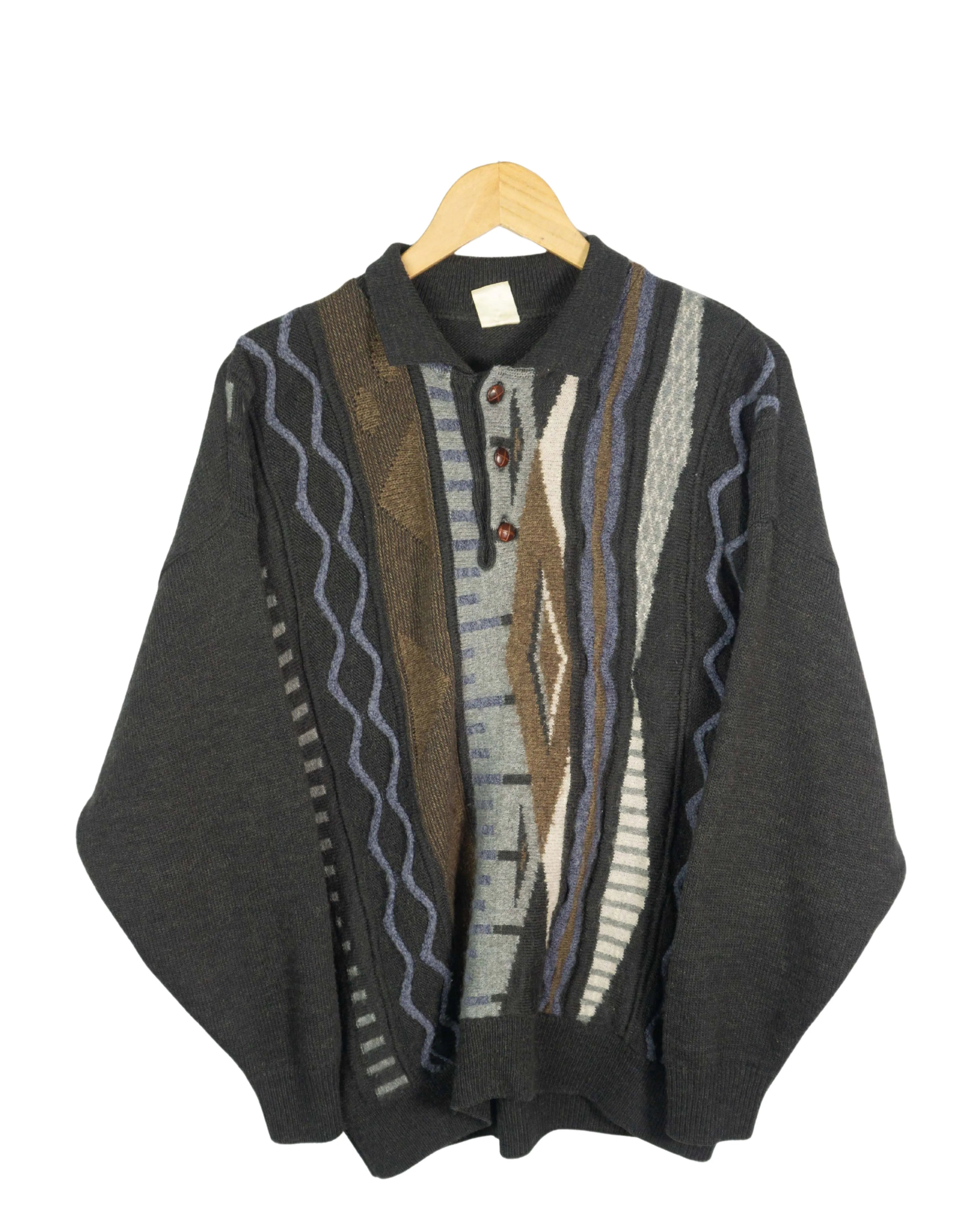 Jersey botones estampado vintage 90s L