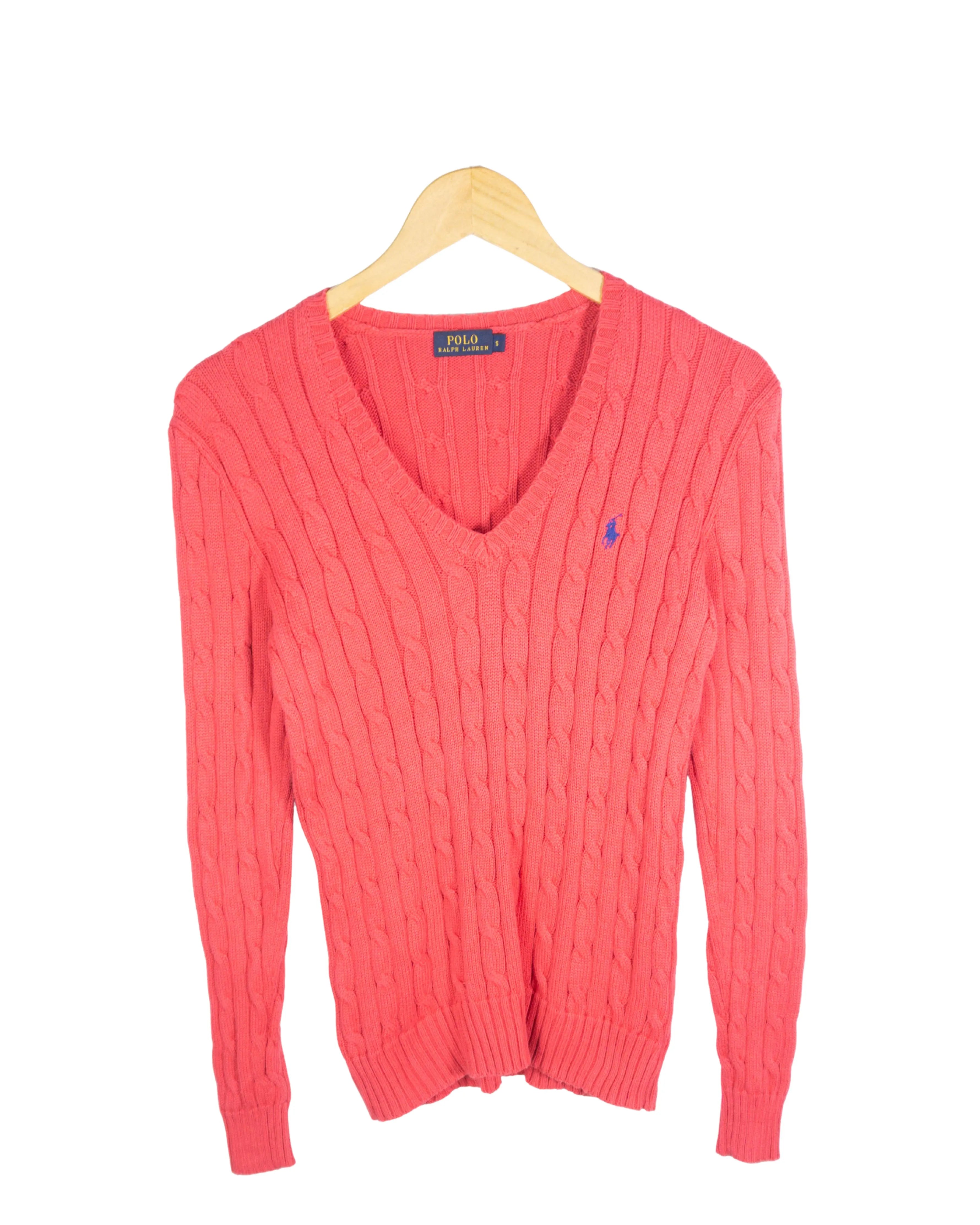 Jersey cuello pico mujer Ralph Lauren rosa S