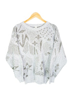 Jersey de Punto Vintage 90s Estampado Abstracto Gris — Talla S