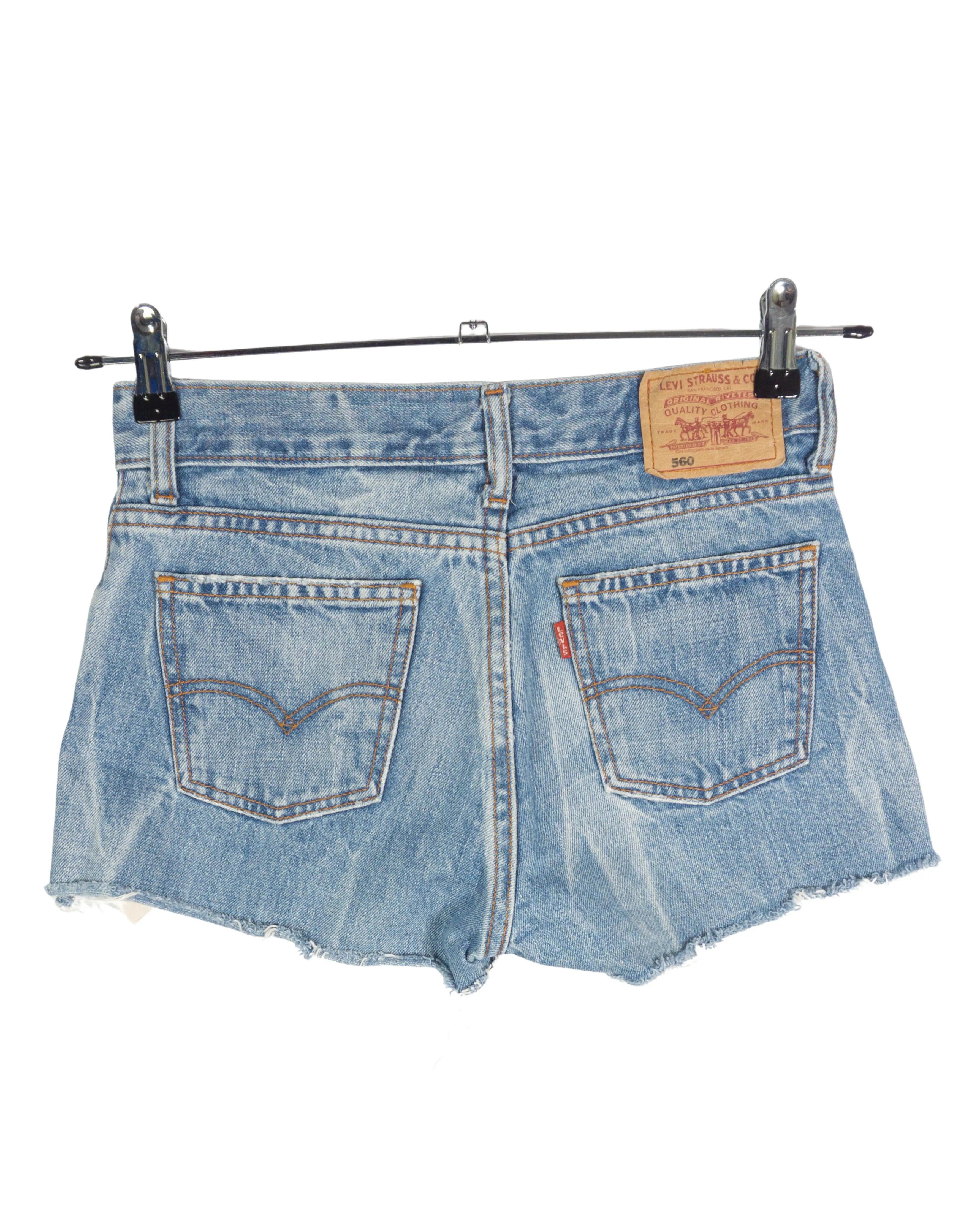 Shorts Levi's 560 Denim Claro Cortados Vintage Mujer — Talla S